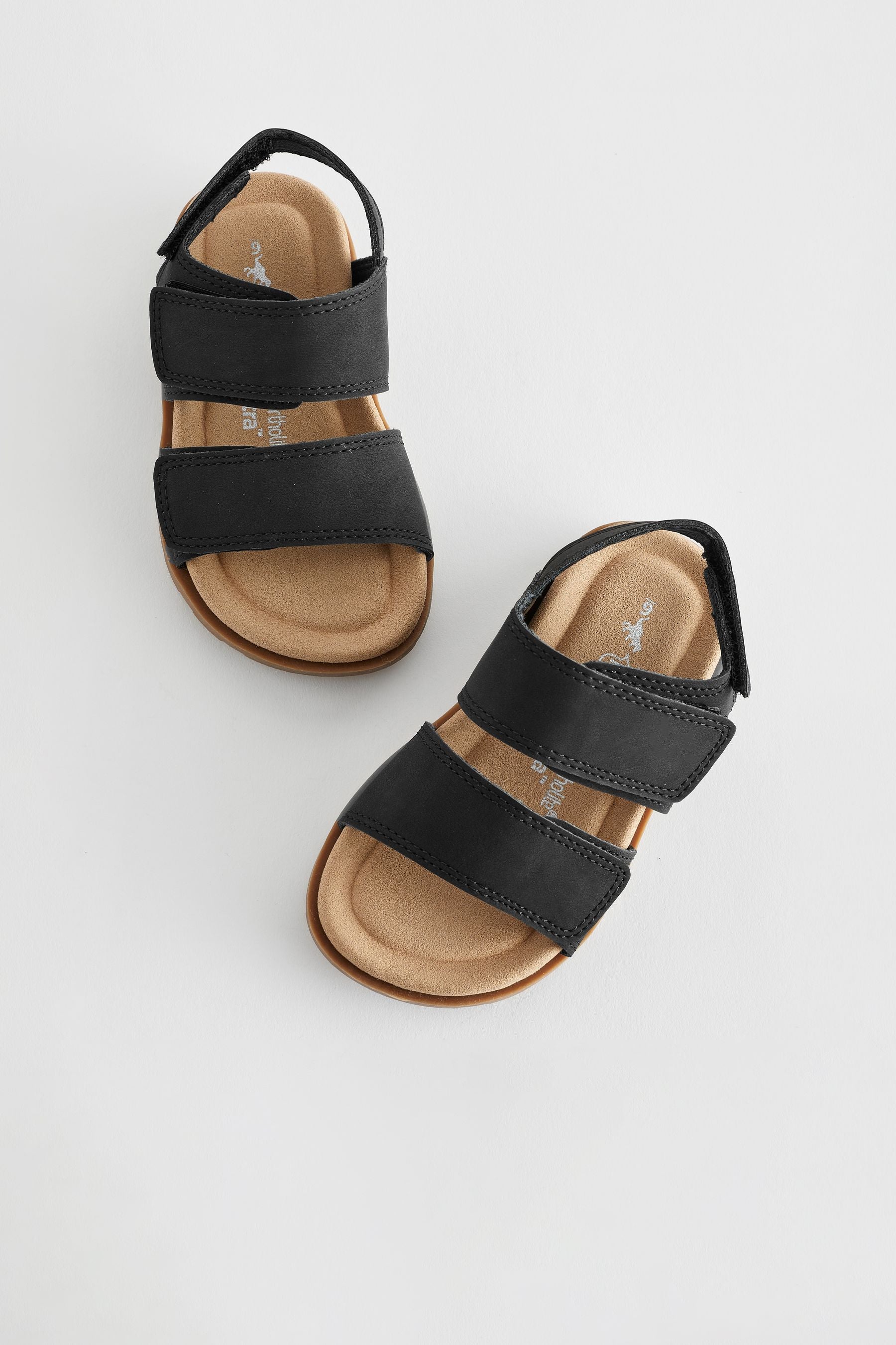 Black Double Touch Fastening Strap Corkbed Sandals