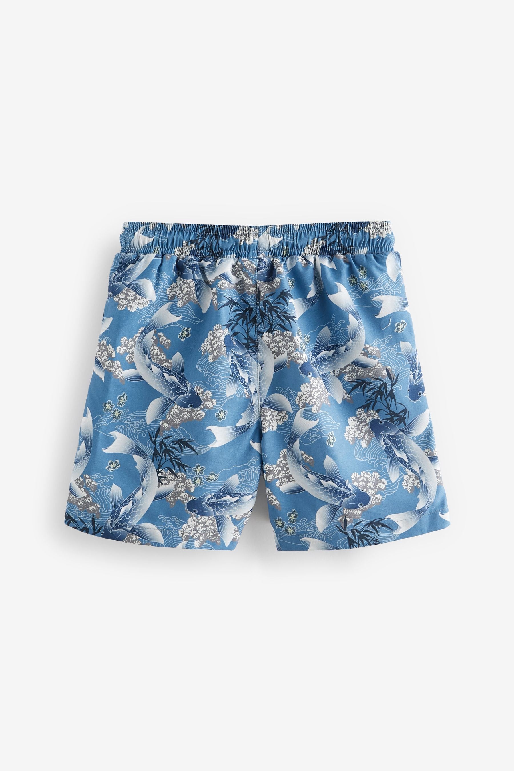 Navy Blue Koi Carp Printed Swim Shorts (3mths-16yrs)