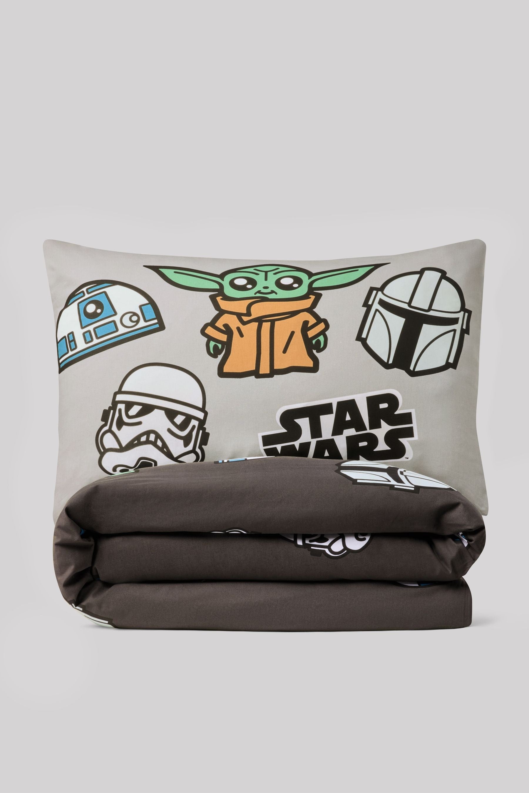 Grey Glow in the Dark Star Wars Grogu 100% Cotton Duvet Cover and Pillowcase Set