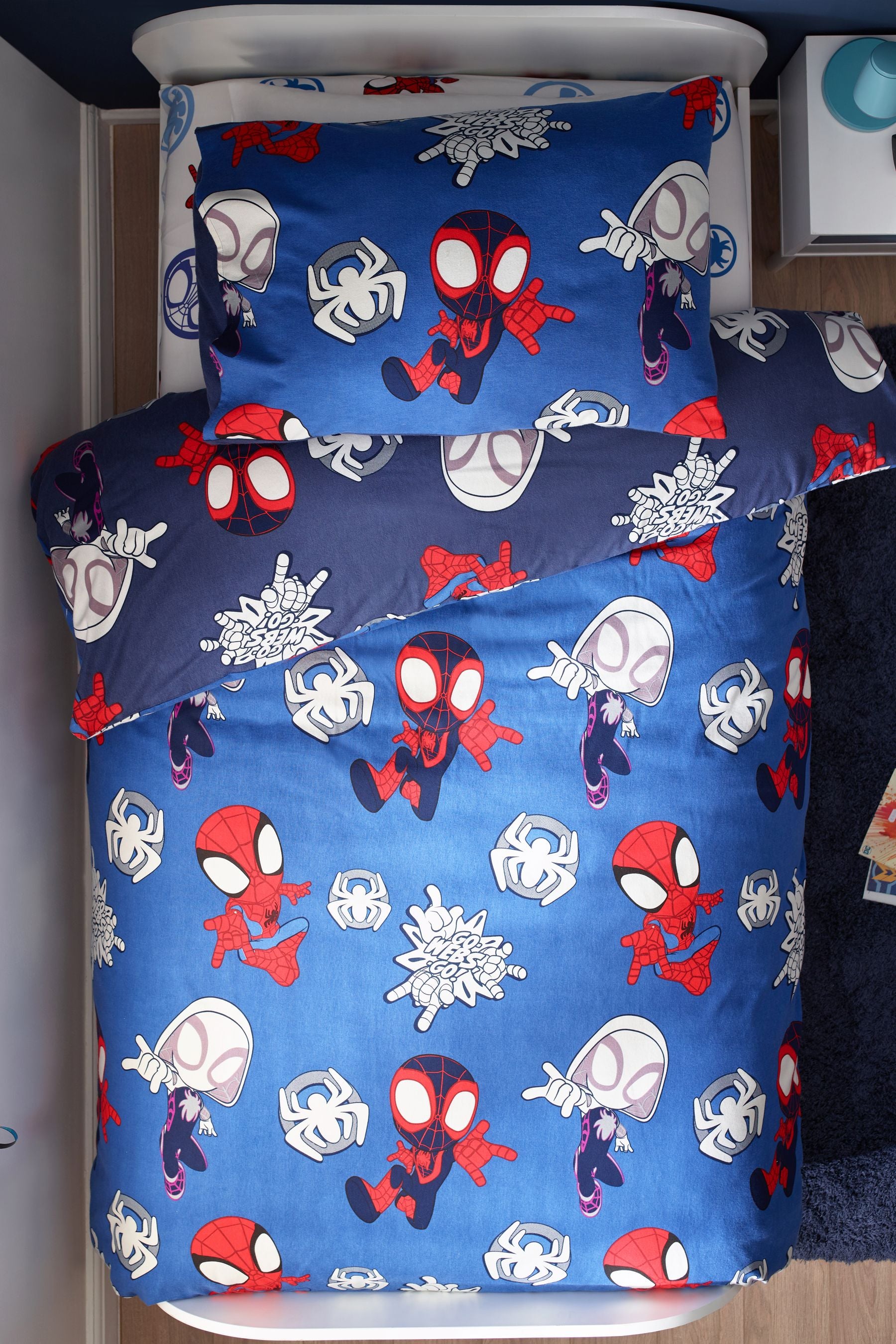 Blue Disney Spidey Supersoft Brushed 100% Cotton Duvet Cover and Pillowcase Set