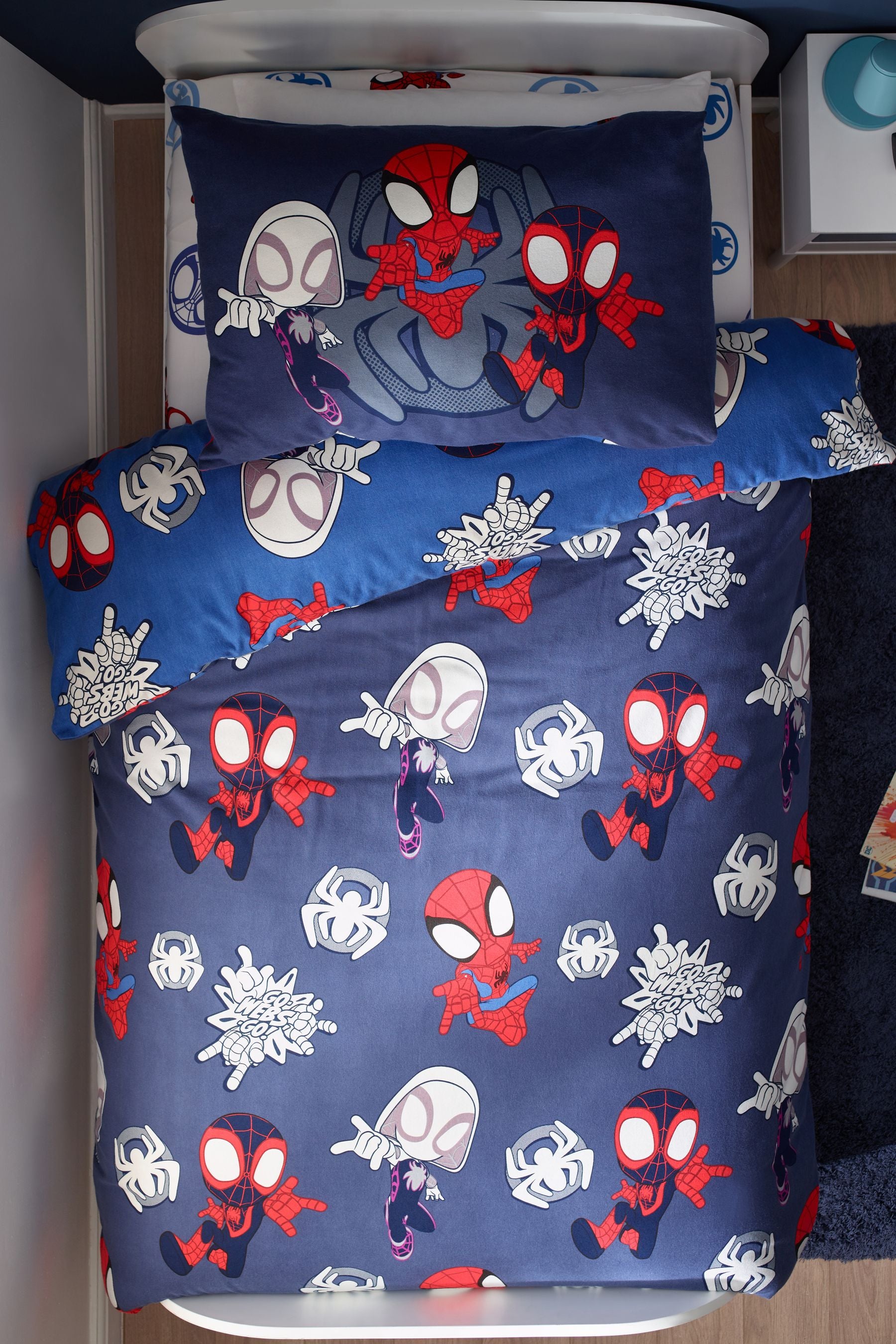 Blue Disney Spidey Supersoft Brushed 100% Cotton Duvet Cover and Pillowcase Set