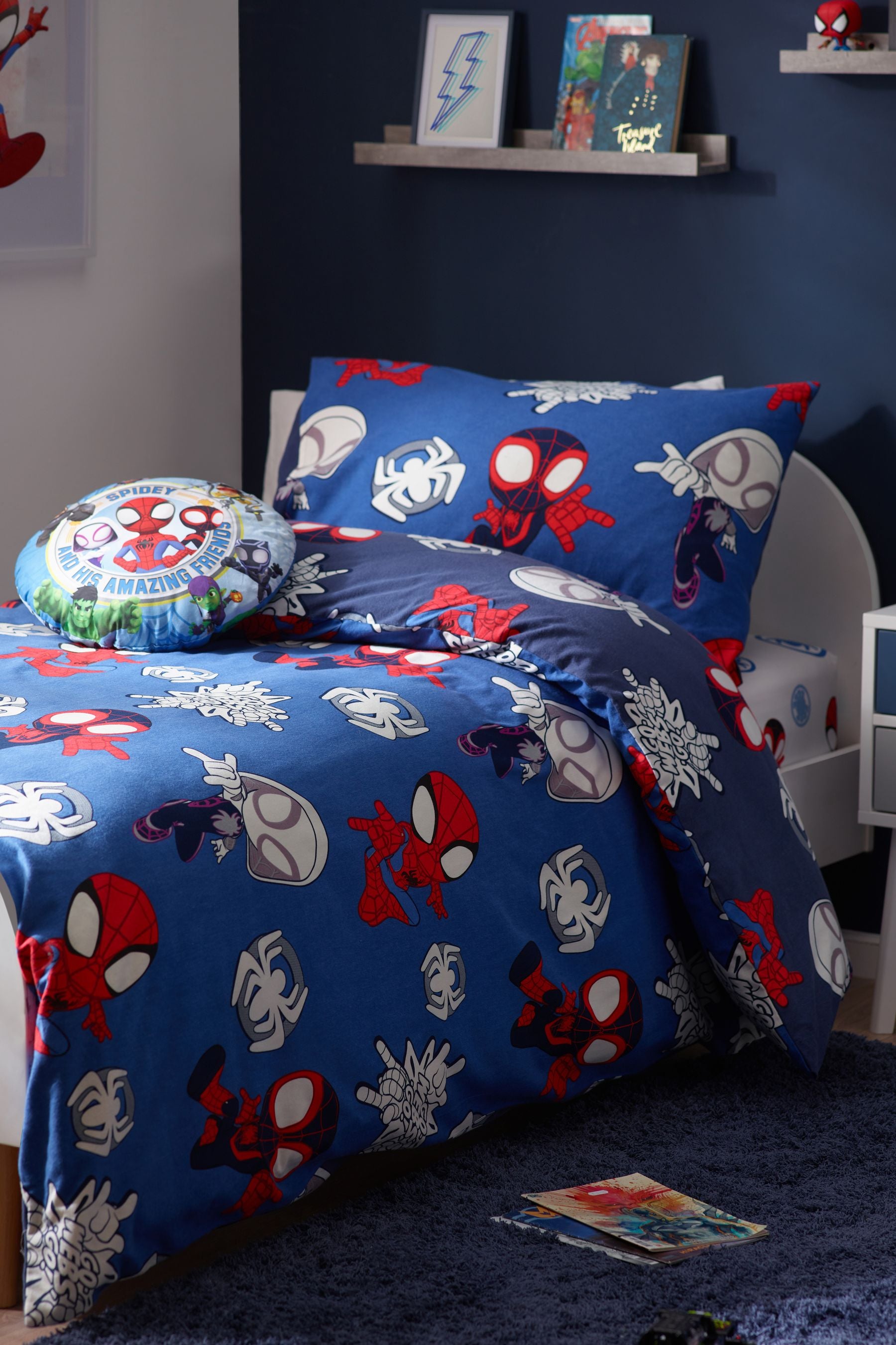 Blue Disney Spidey Supersoft Brushed 100% Cotton Duvet Cover and Pillowcase Set