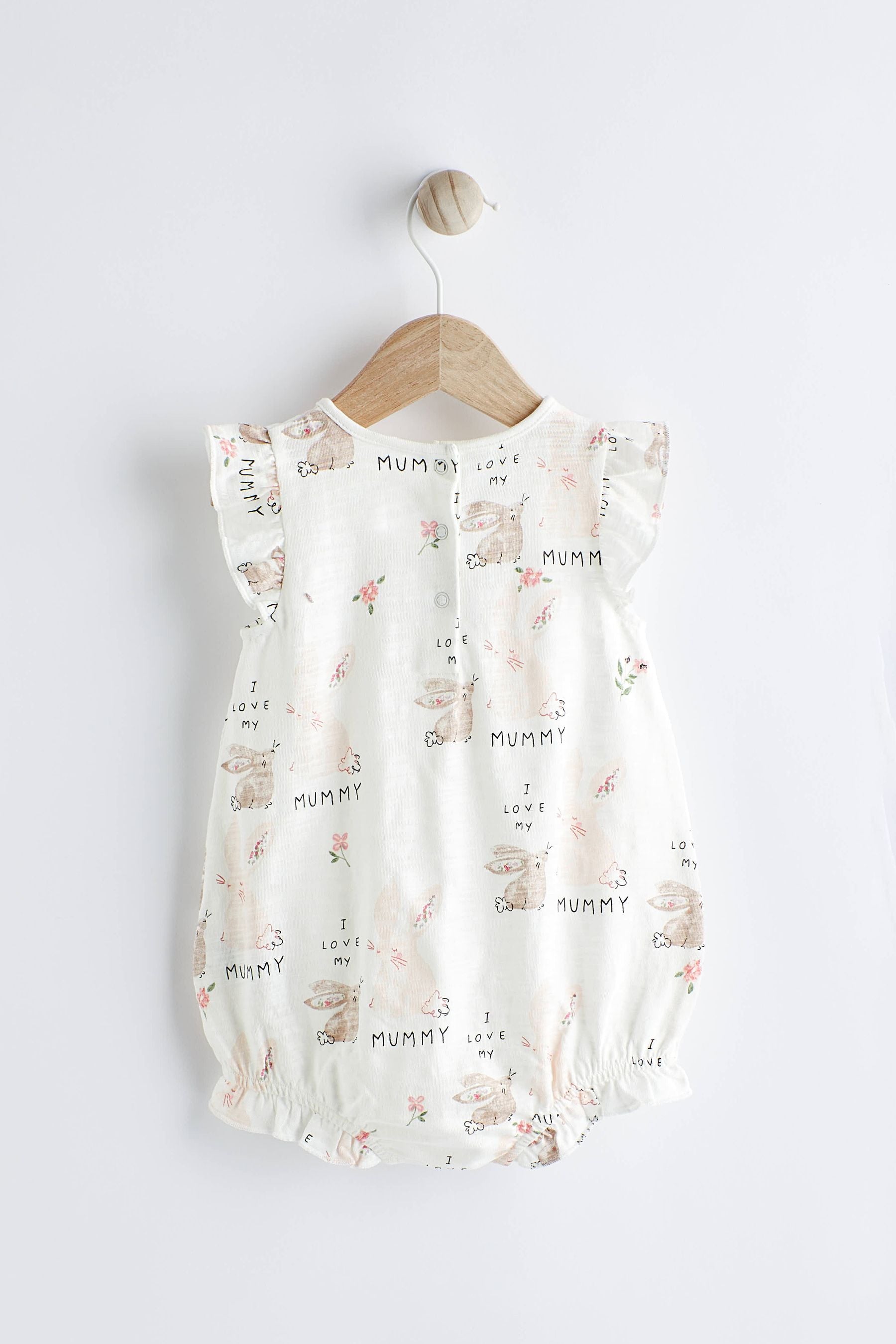 White Bunny Mummy Jersey Baby Romper