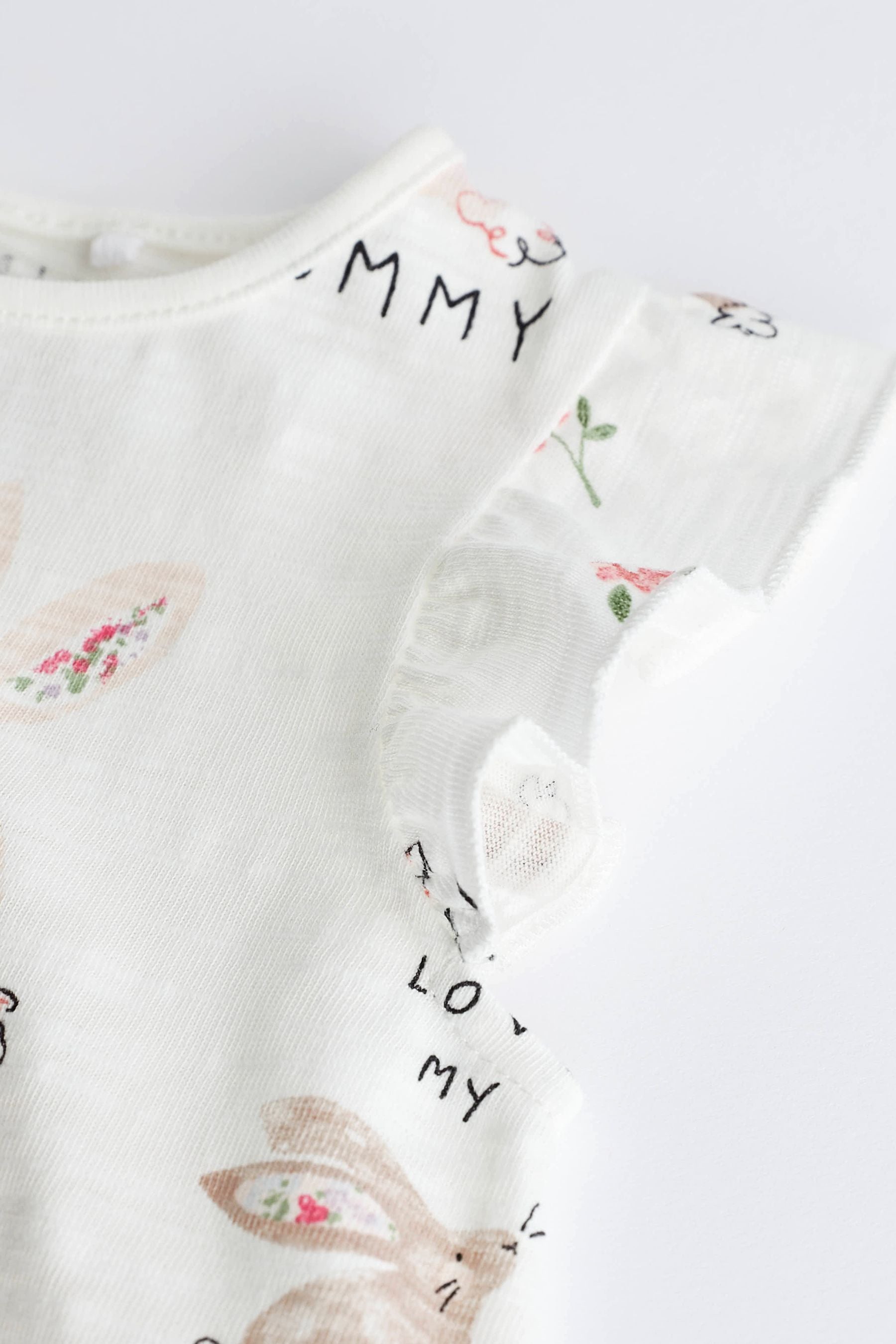 White Bunny Mummy Jersey Baby Romper