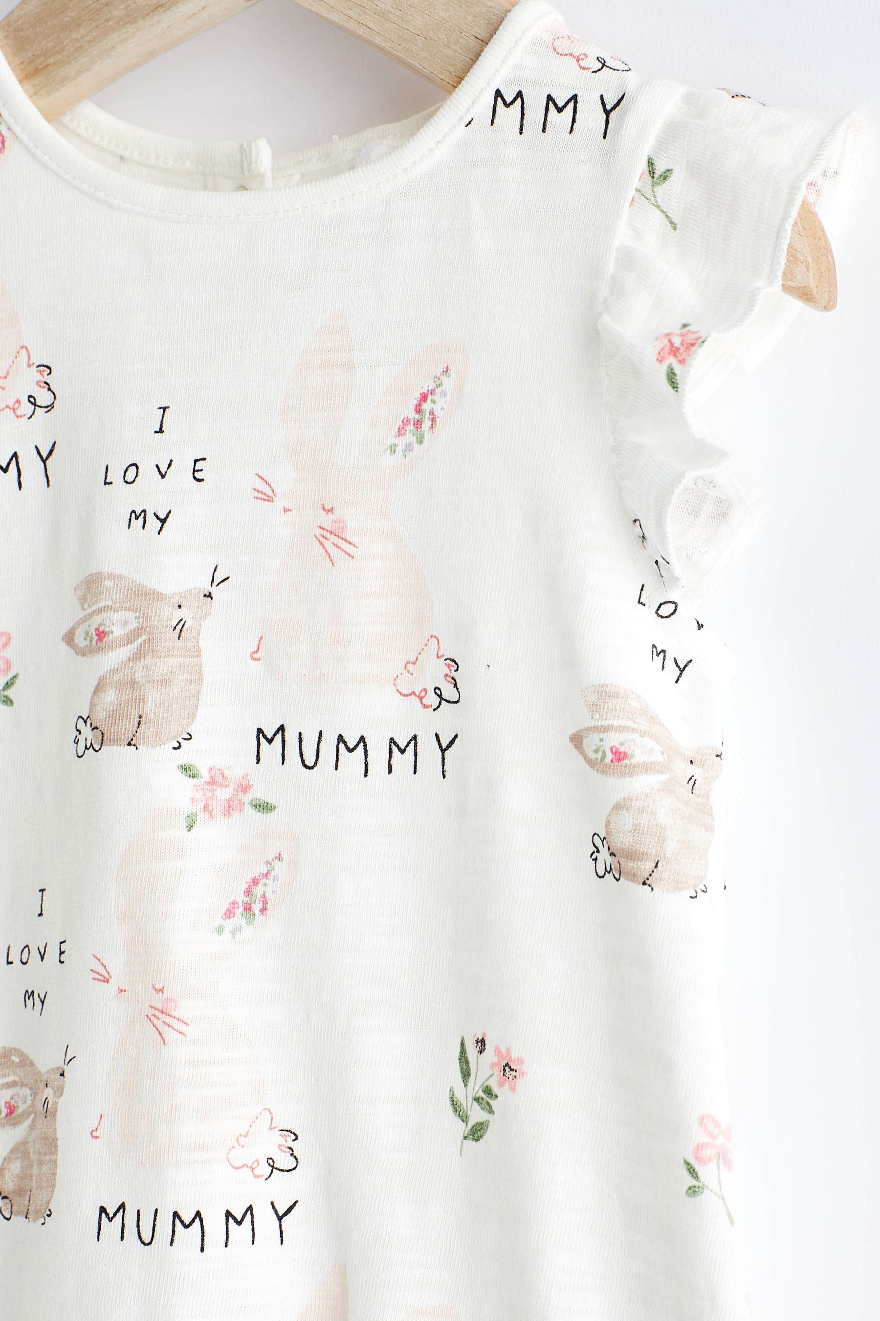 White Bunny Mummy Jersey Baby Romper