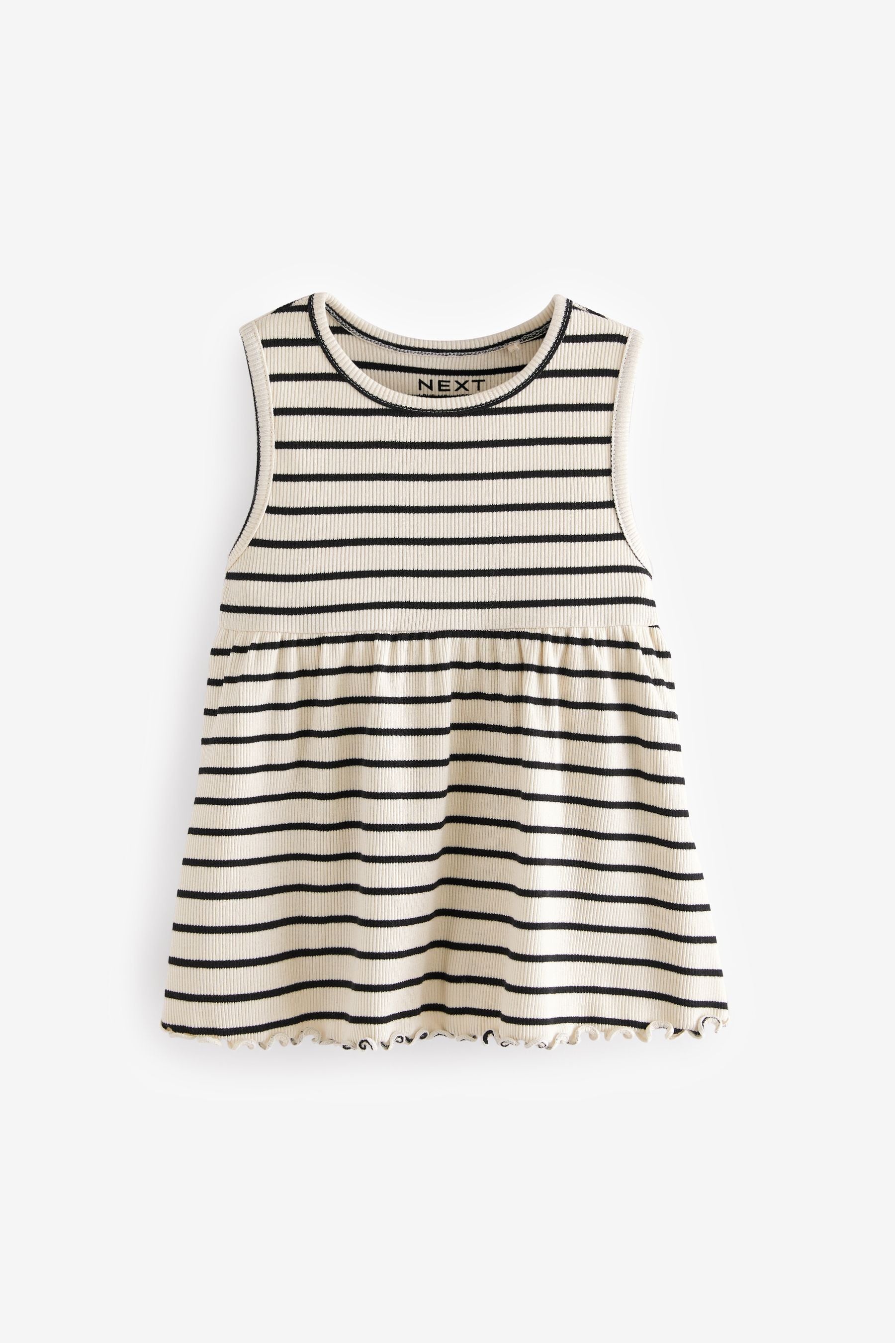 Black/White Stripe Peplum Ribbed Vest (3mths-7yrs)