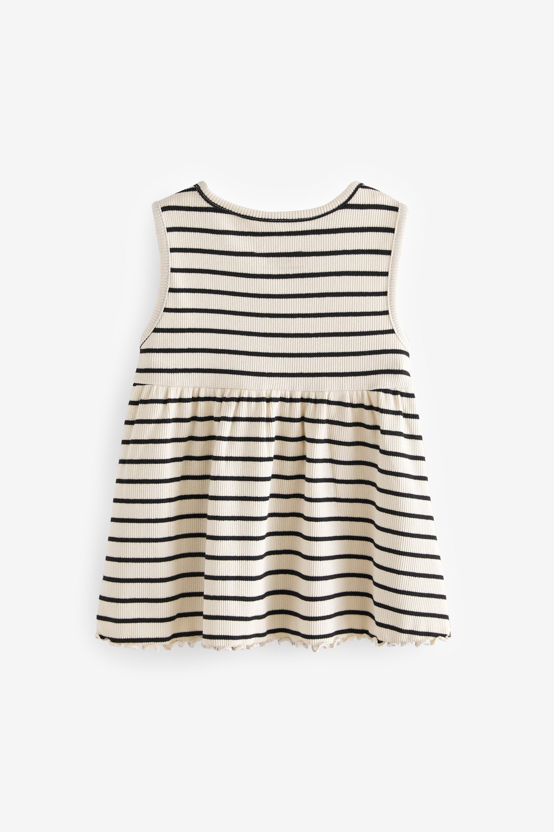 Black/White Stripe Peplum Ribbed Vest (3mths-7yrs)