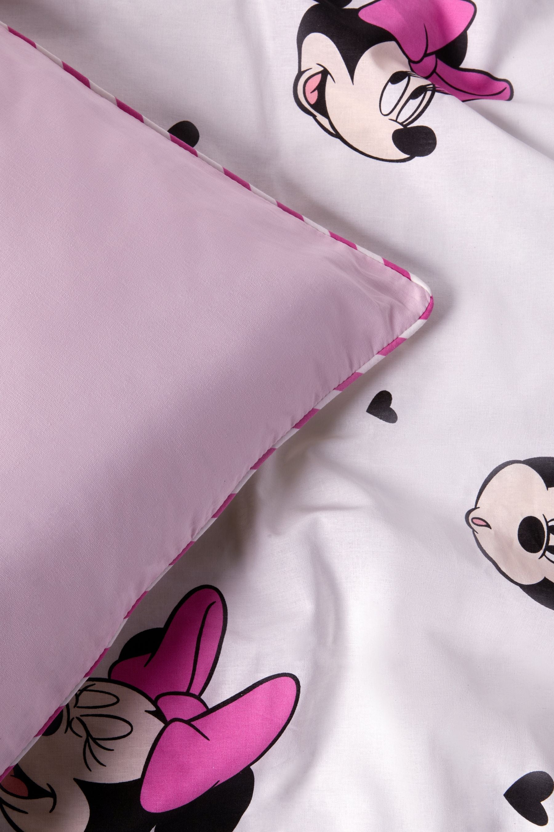 Pink Disney Minnie Mouse 100% Cotton Duvet Cover and Pillowcase Set