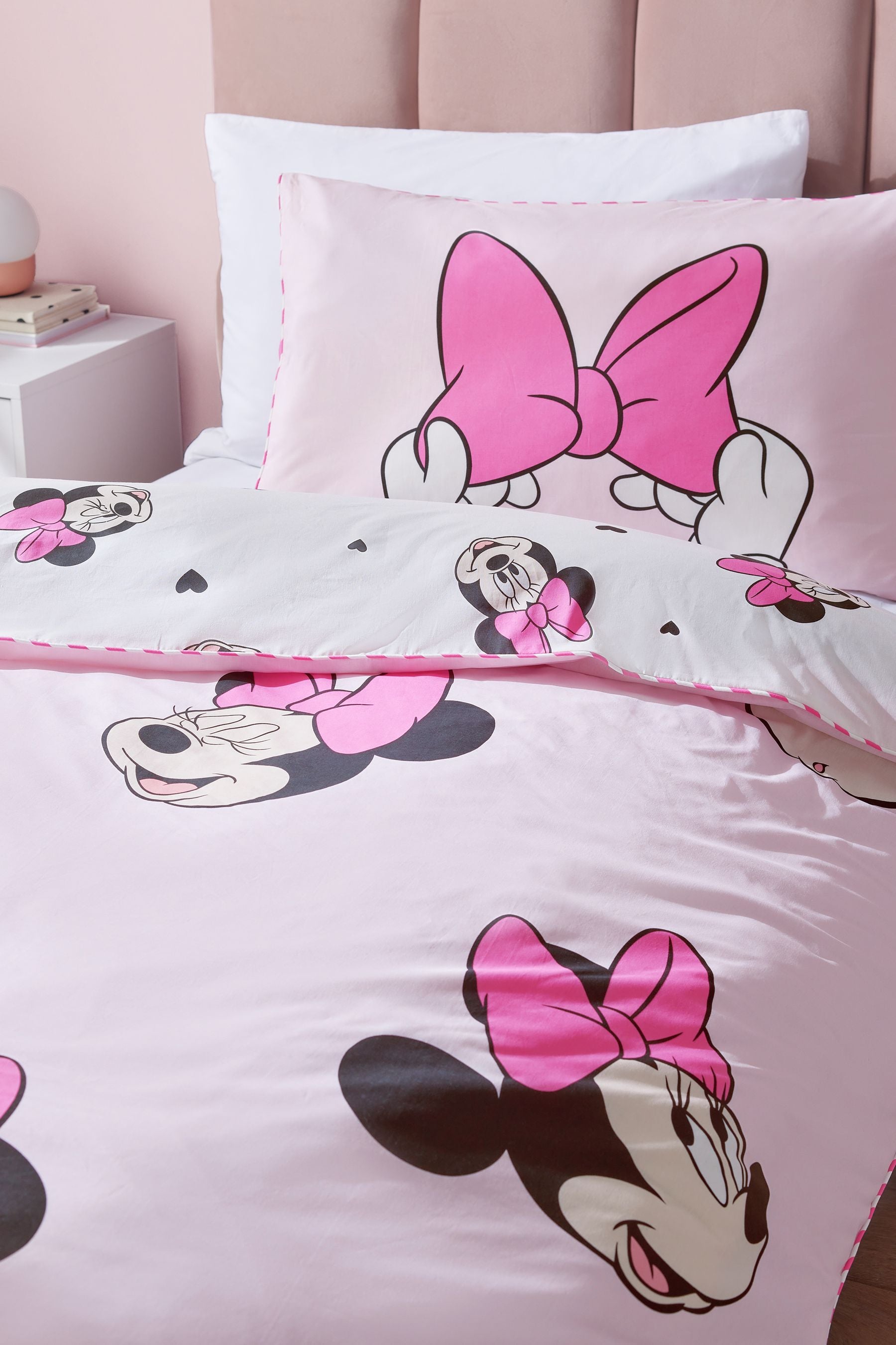 Pink Disney Minnie Mouse 100% Cotton Duvet Cover and Pillowcase Set