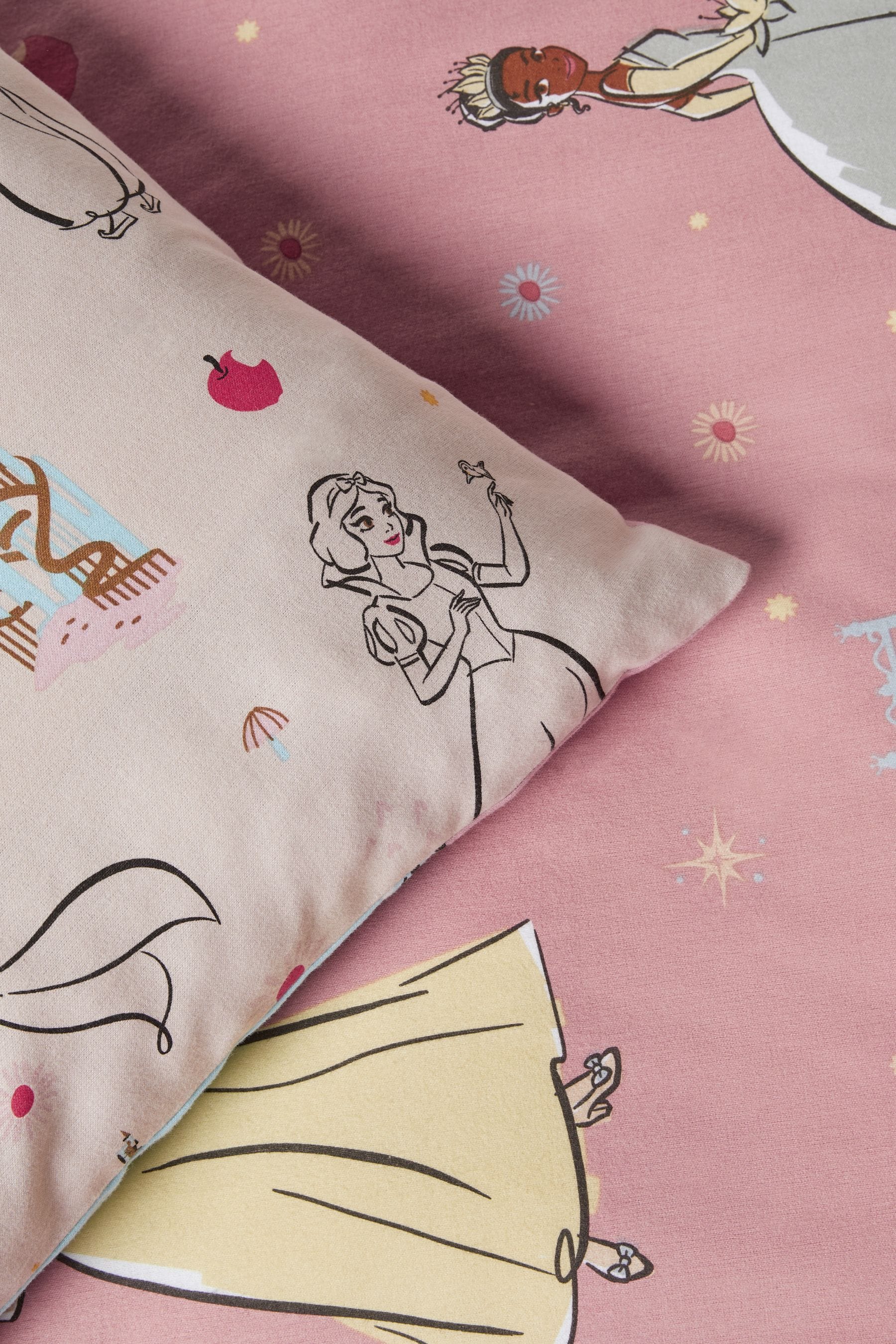 Pink Disney Princess Supersoft Brushed 100% Cotton Duvet Cover and Pillowcase Set