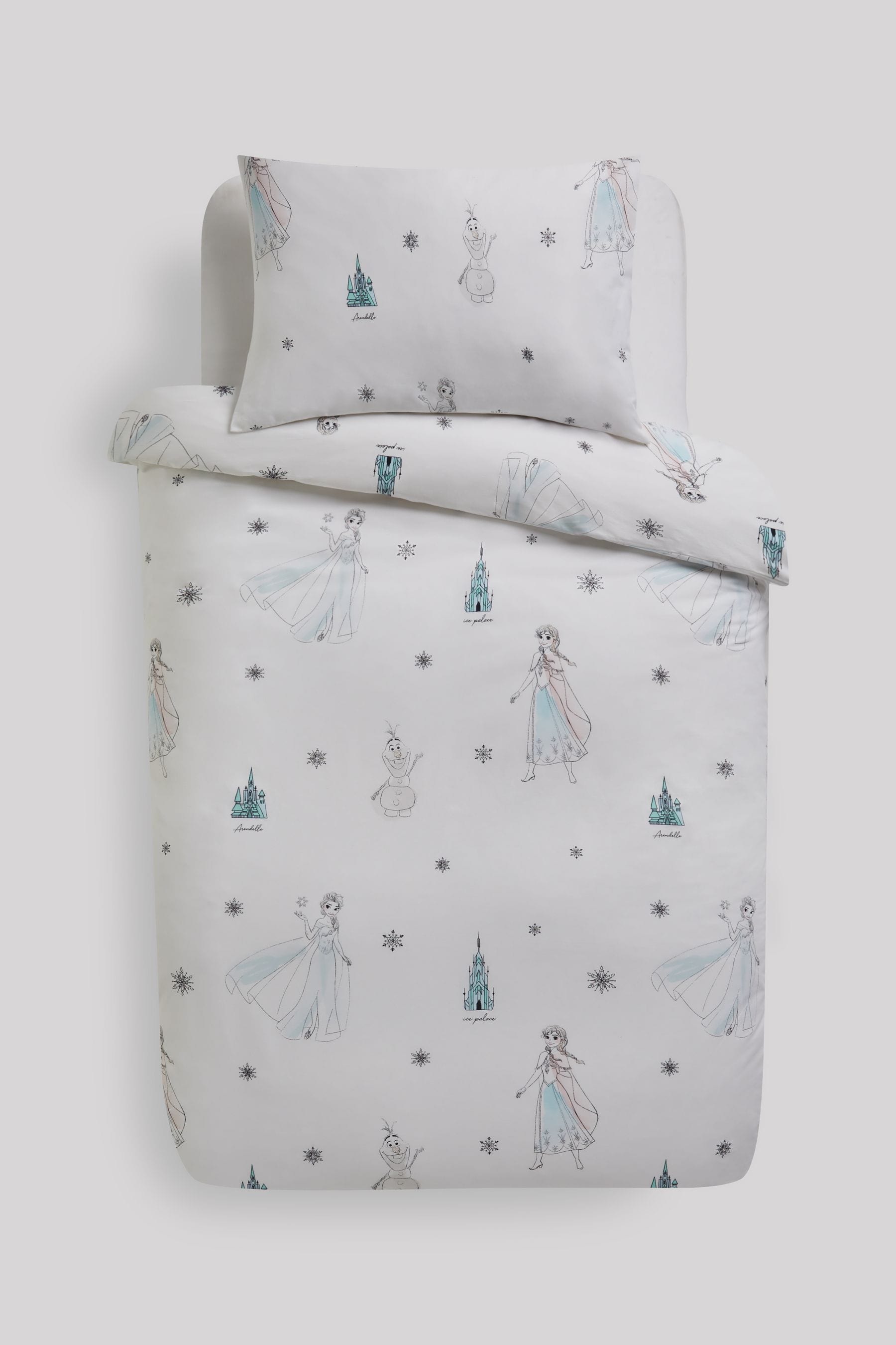 White Disney Frozen 100% Cotton Duvet Cover and Pillowcase Set