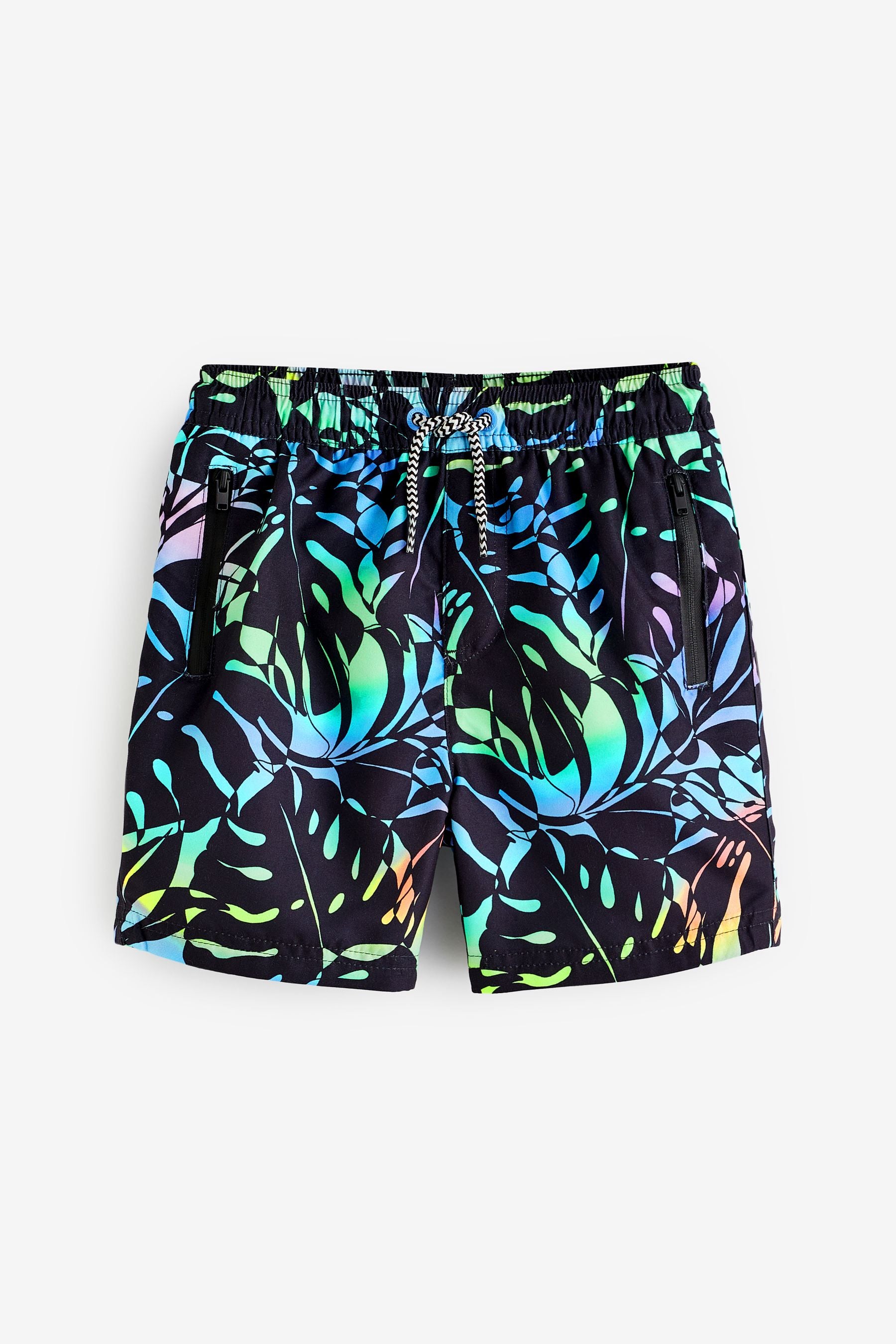 Black Leaf Printed Swim Shorts (3mths-16yrs)