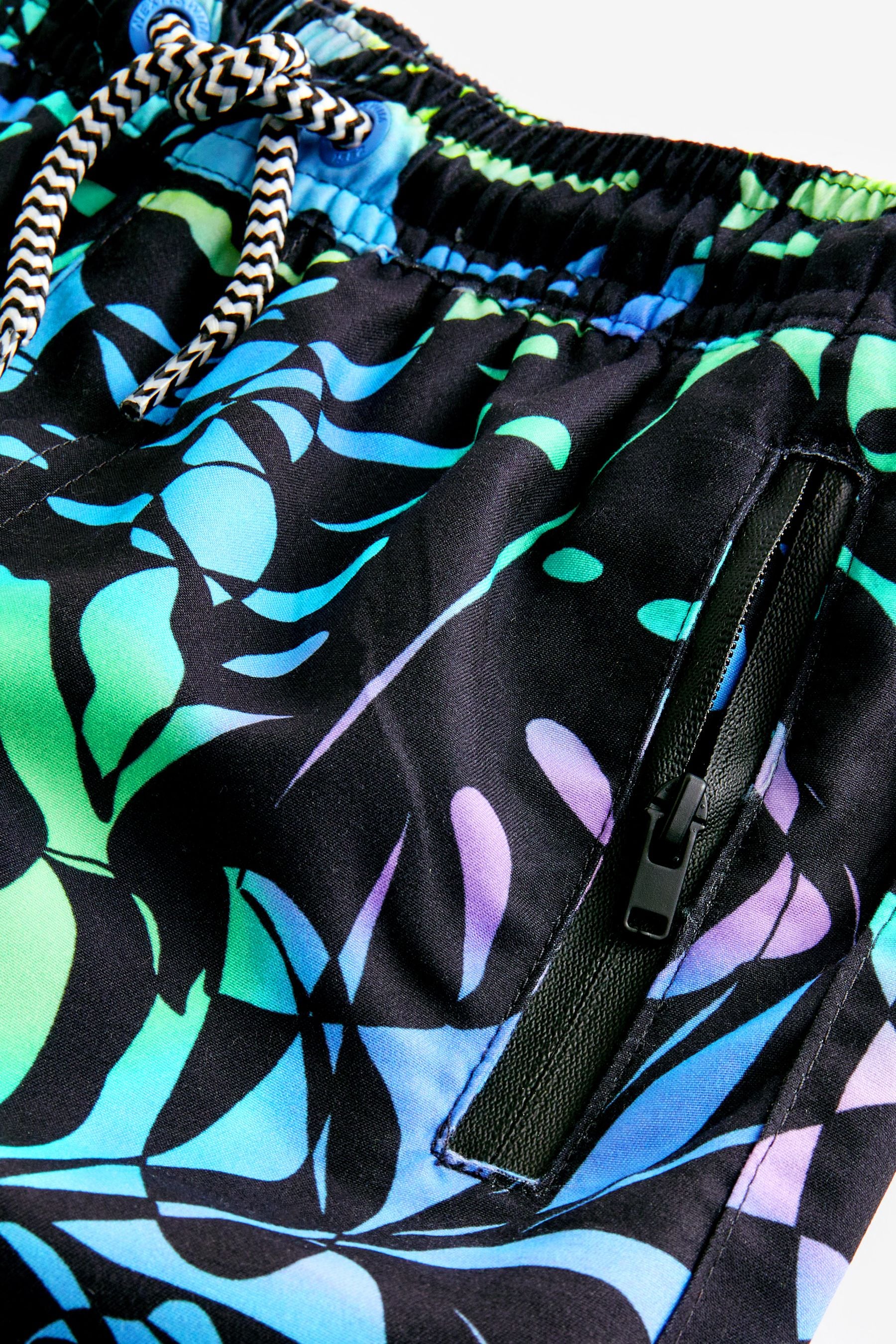 Black Leaf Printed Swim Shorts (3mths-16yrs)