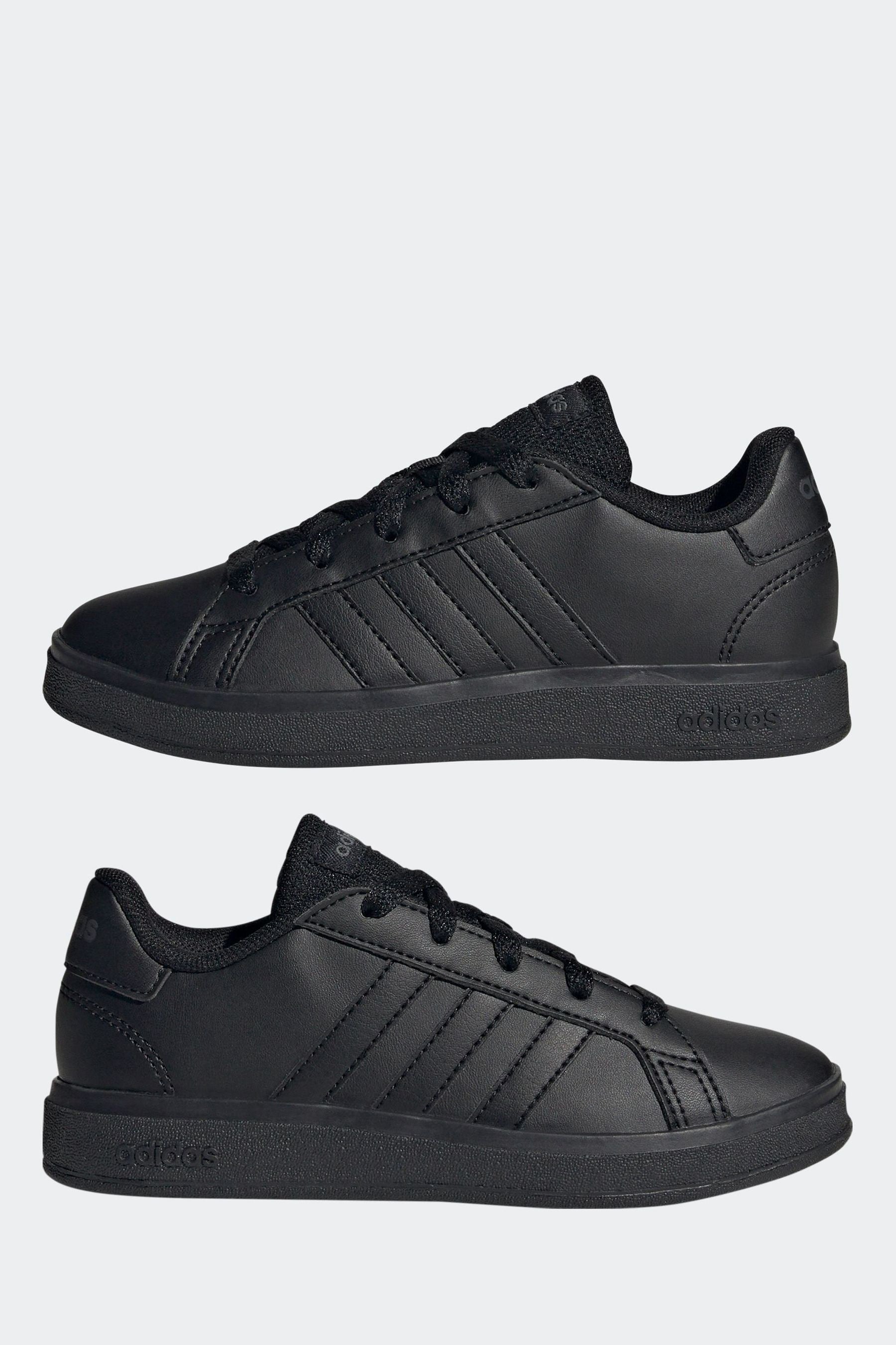 Black adidas Kids Sportswear Grand Court Lifestyle Tennis Lace-Up Trainers