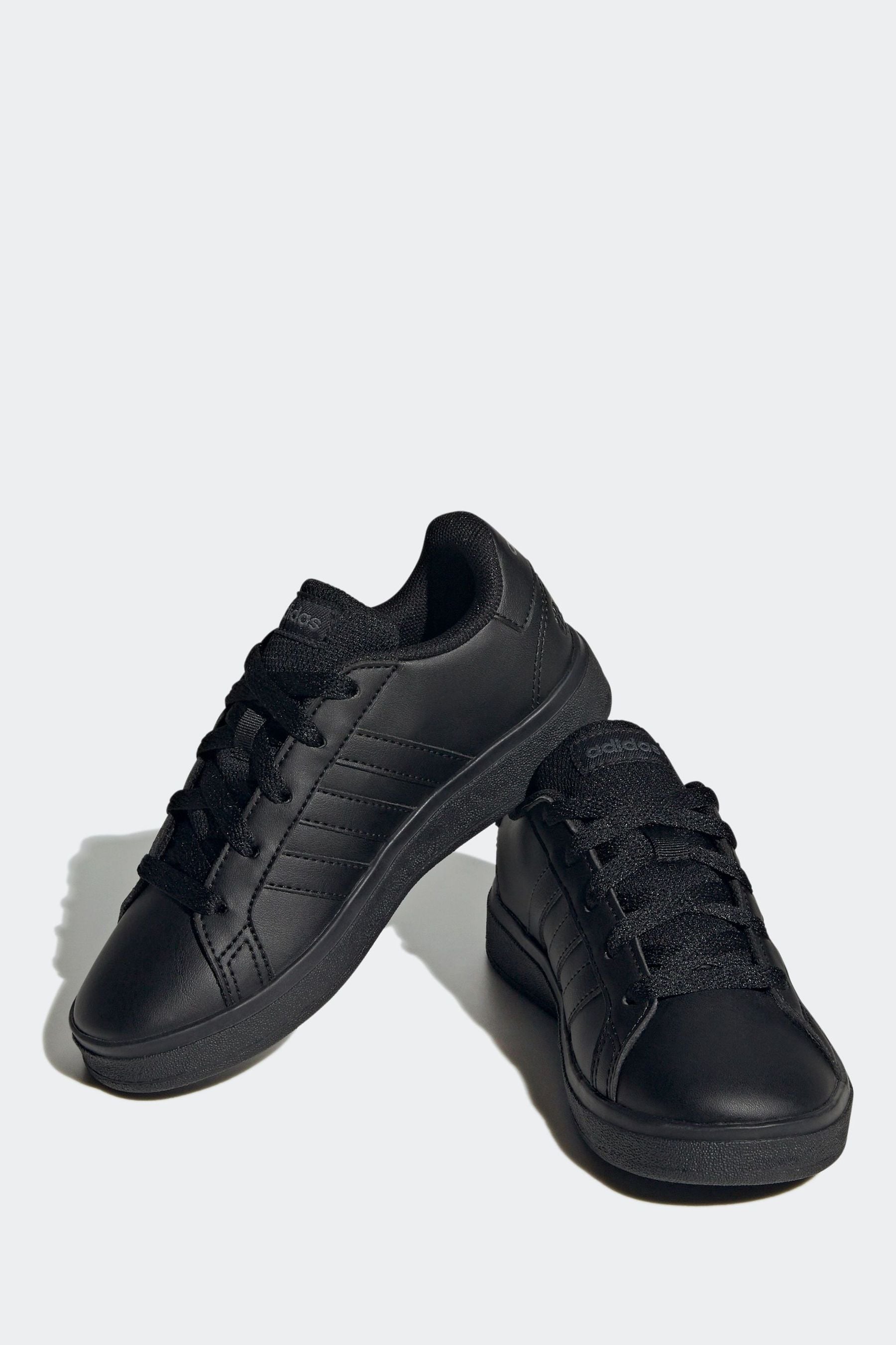 Black adidas Kids Sportswear Grand Court Lifestyle Tennis Lace-Up Trainers