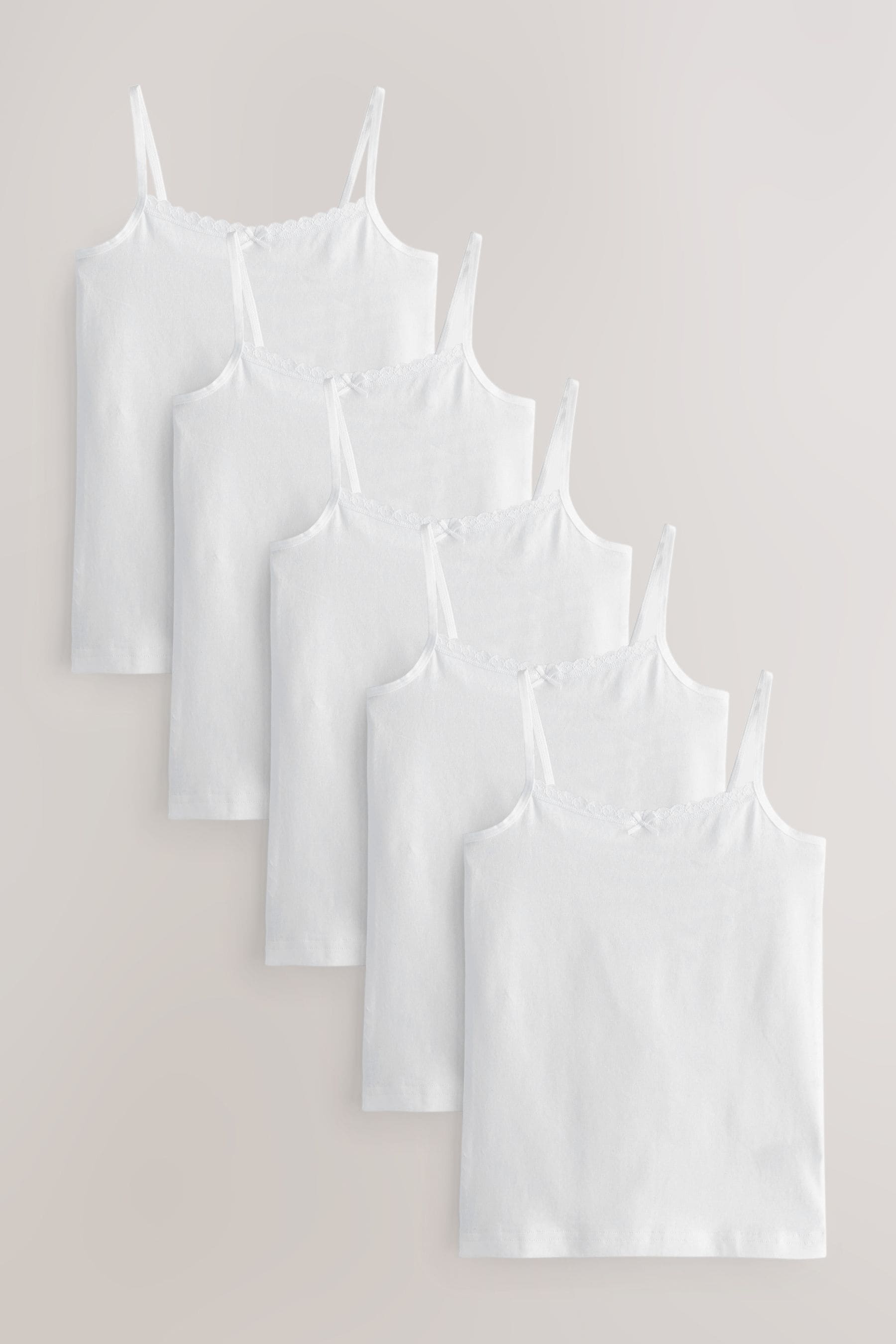 White 5 Pack Lace Trim Cami Vest (1.5-16yrs)