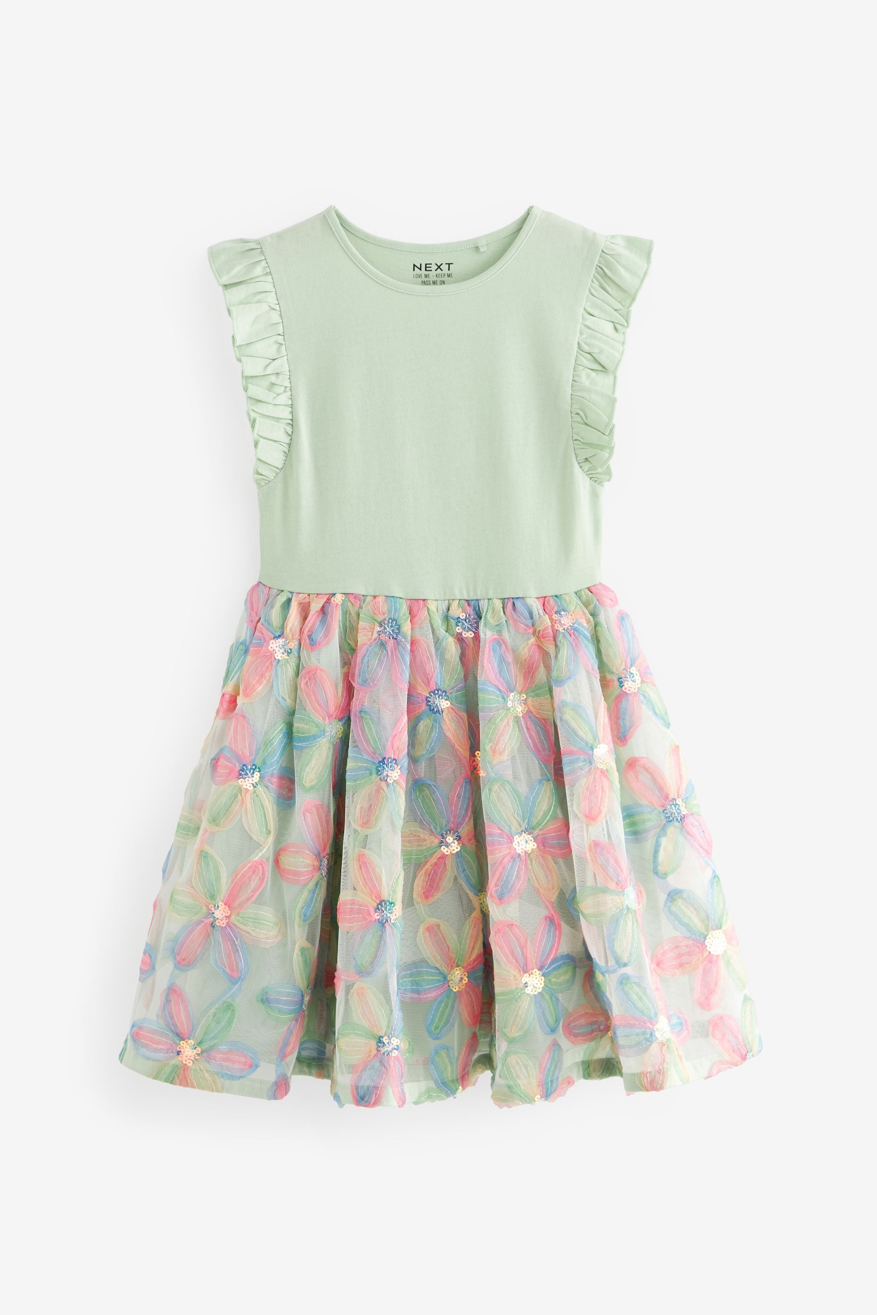 Green Sequin Embroidered Skirt Dress (3-16yrs)