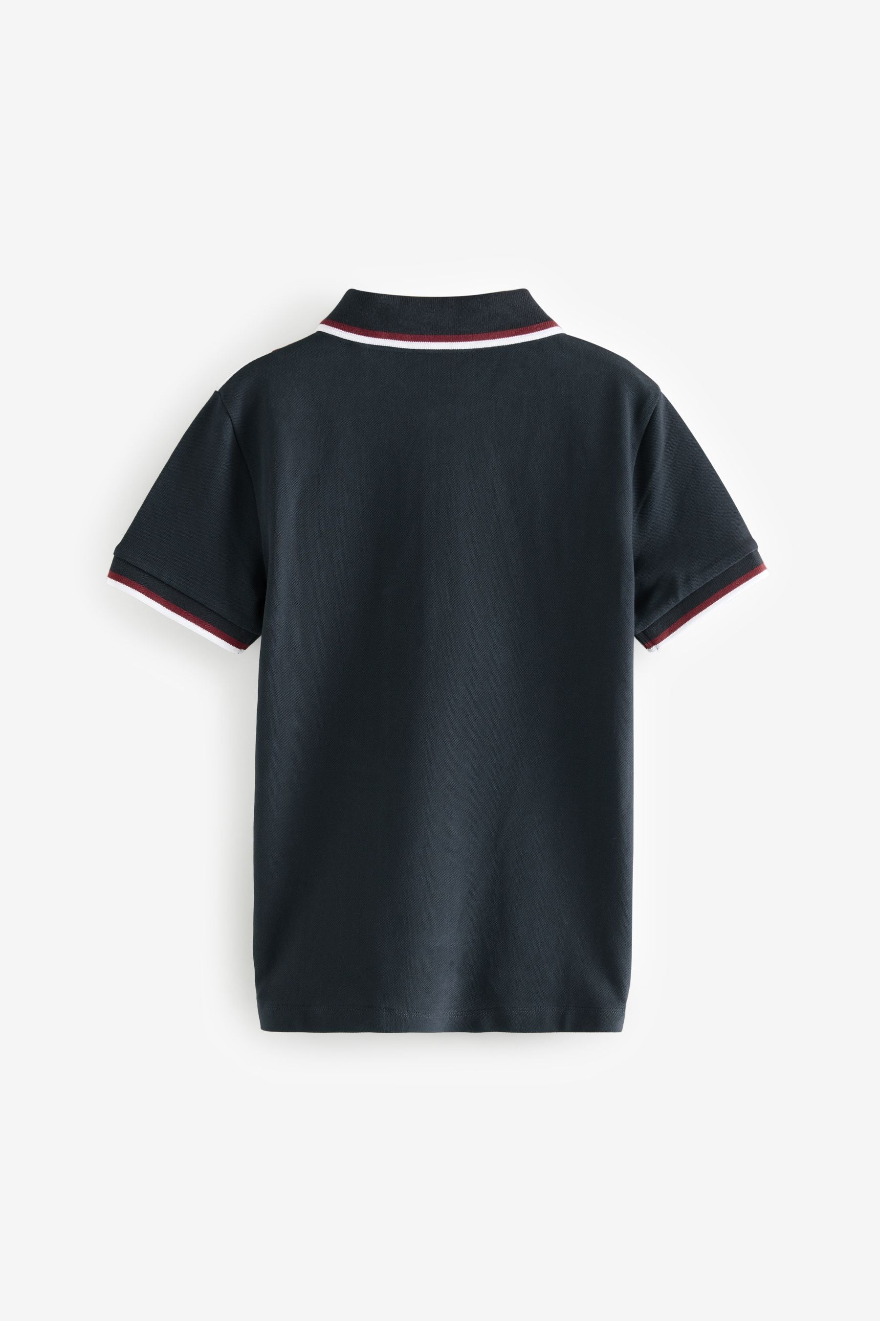 Navy/ Red Colourblock Short Sleeve 100% Cotton Polo Shirt (3-16yrs)