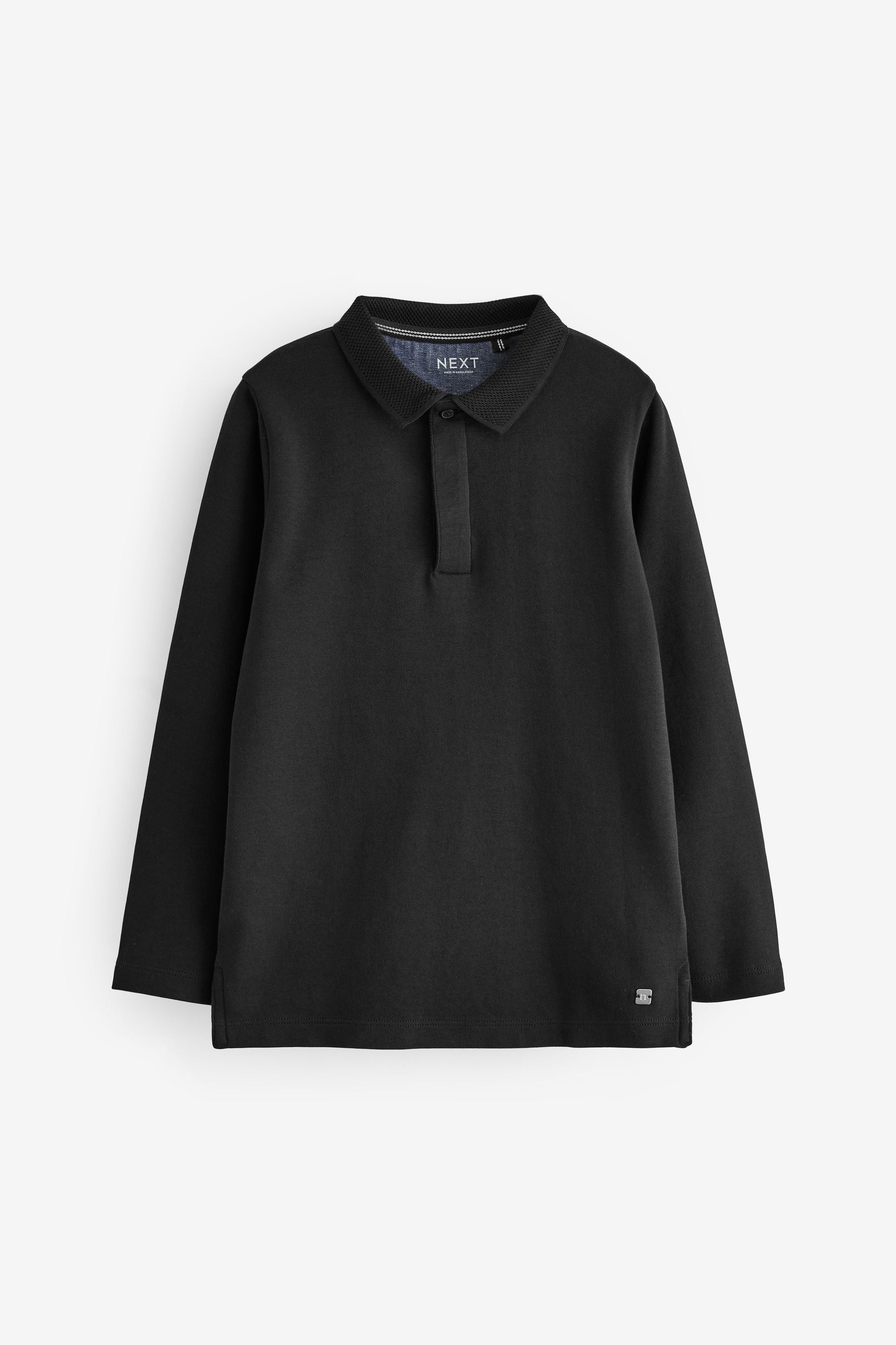 Black Long Sleeve 100% Cotton Polo Shirt (3-16yrs)