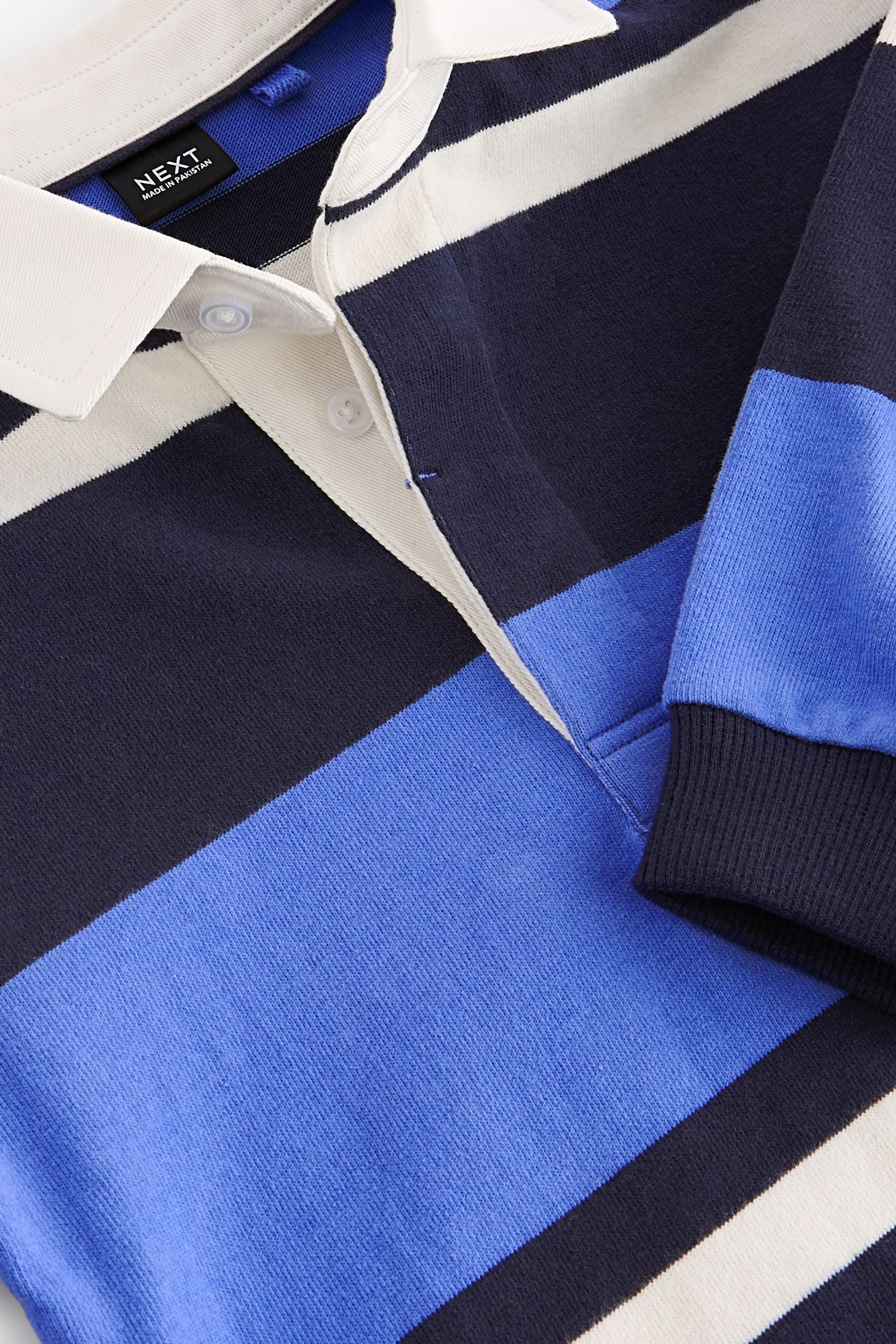 Blue Long Sleeve Rugby 100% Cotton Polo Shirt (3-16yrs)