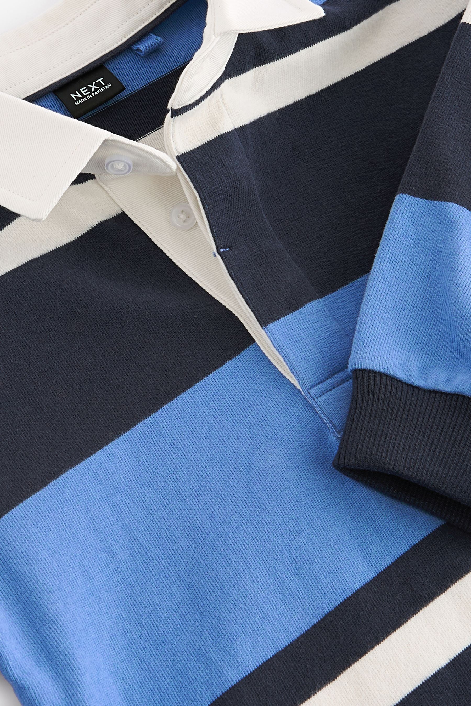 Blue Long Sleeve Rugby 100% Cotton Polo Shirt (3-16yrs)