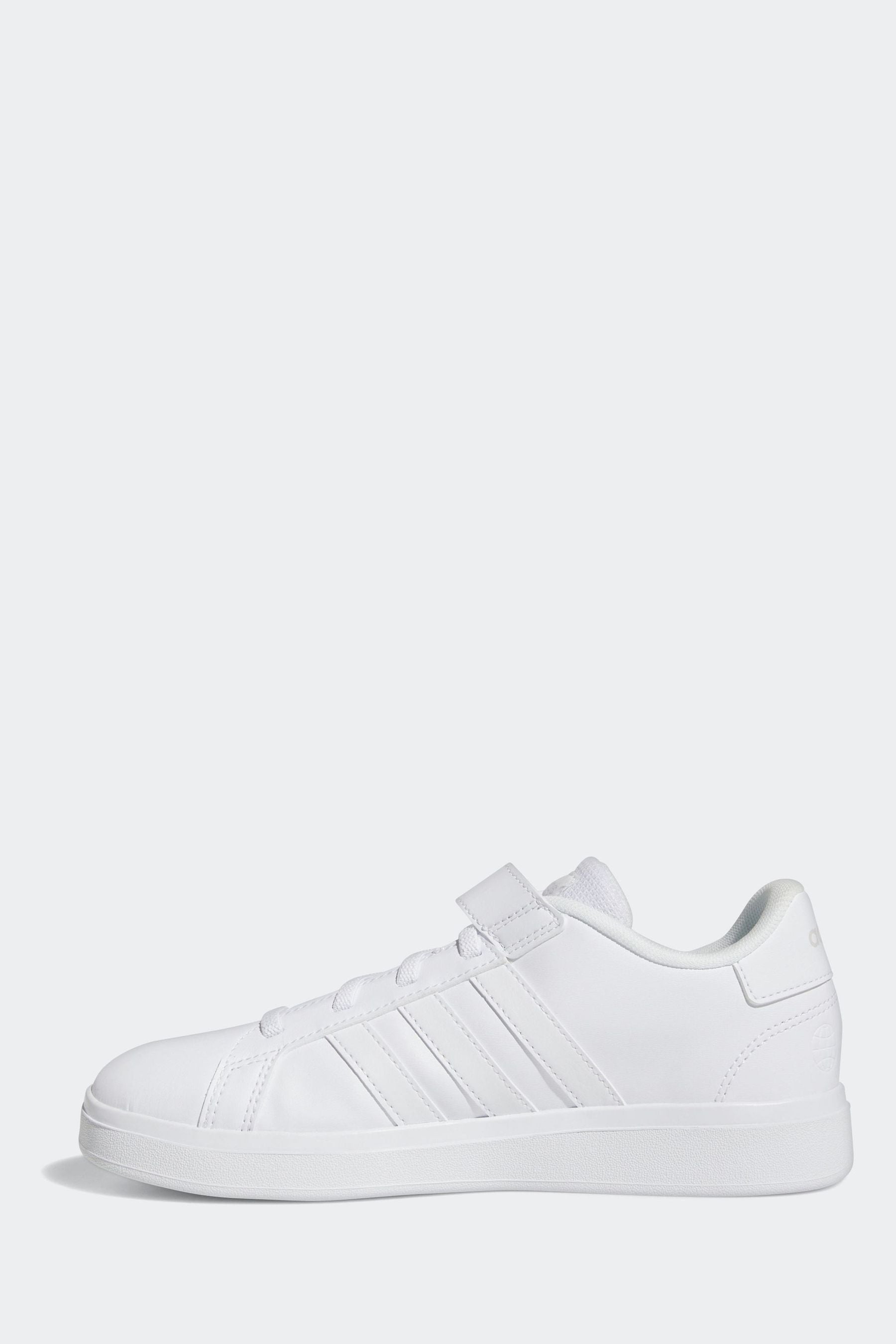 adidas Triple White Sportswear Grand Court Elastic Lace And Top Strap Trainers