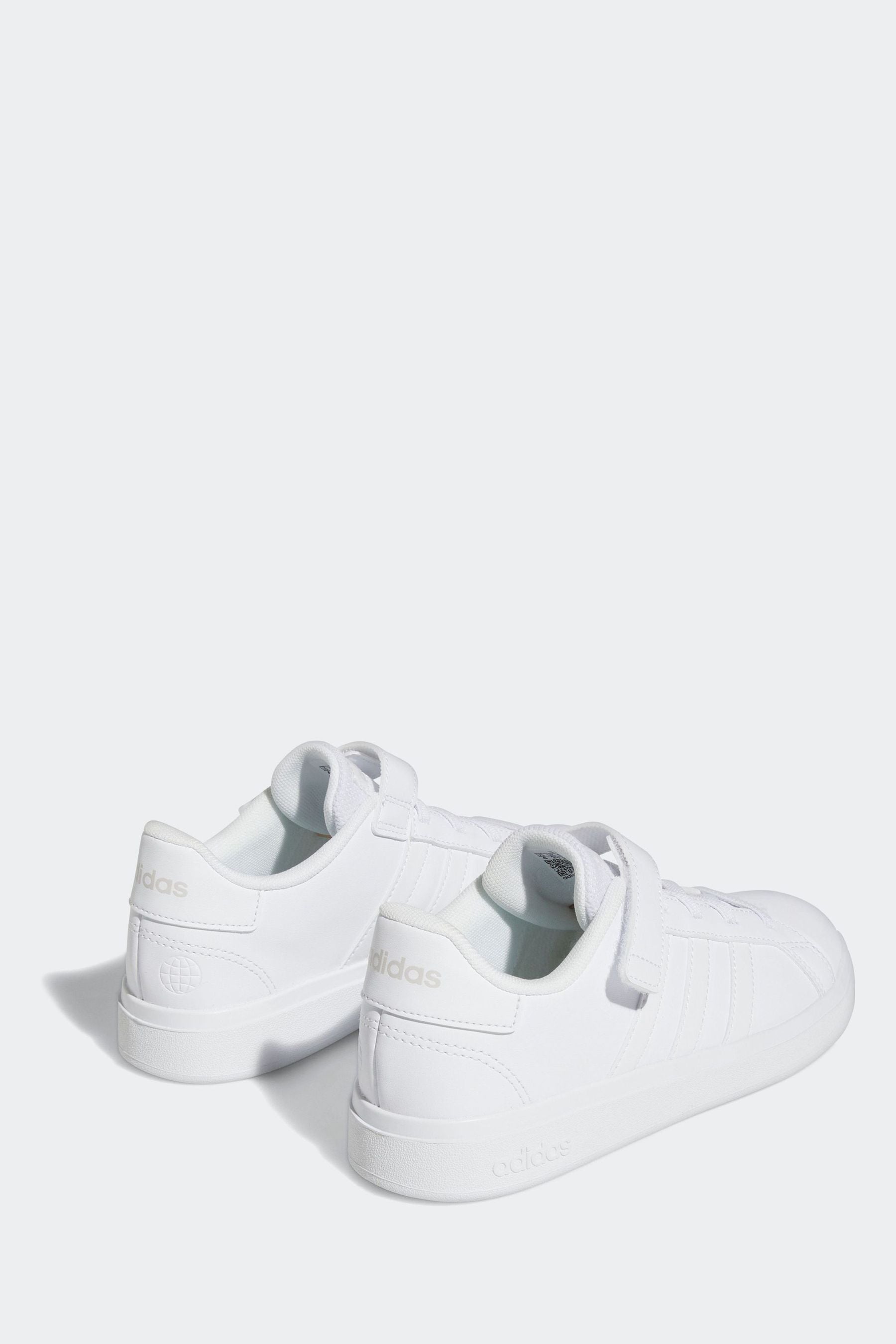 adidas Triple White Sportswear Grand Court Elastic Lace And Top Strap Trainers