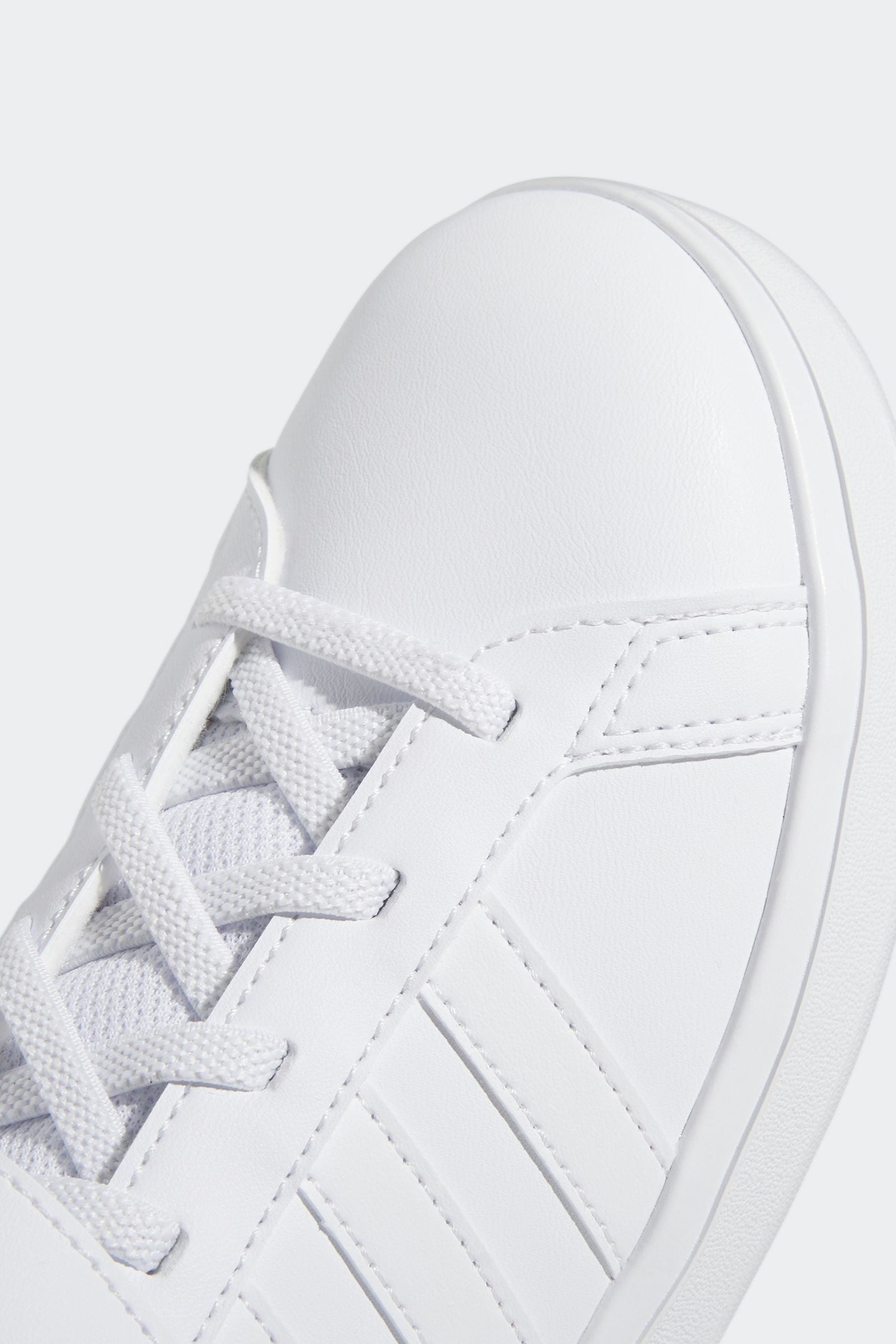 adidas Triple White Sportswear Grand Court Elastic Lace And Top Strap Trainers