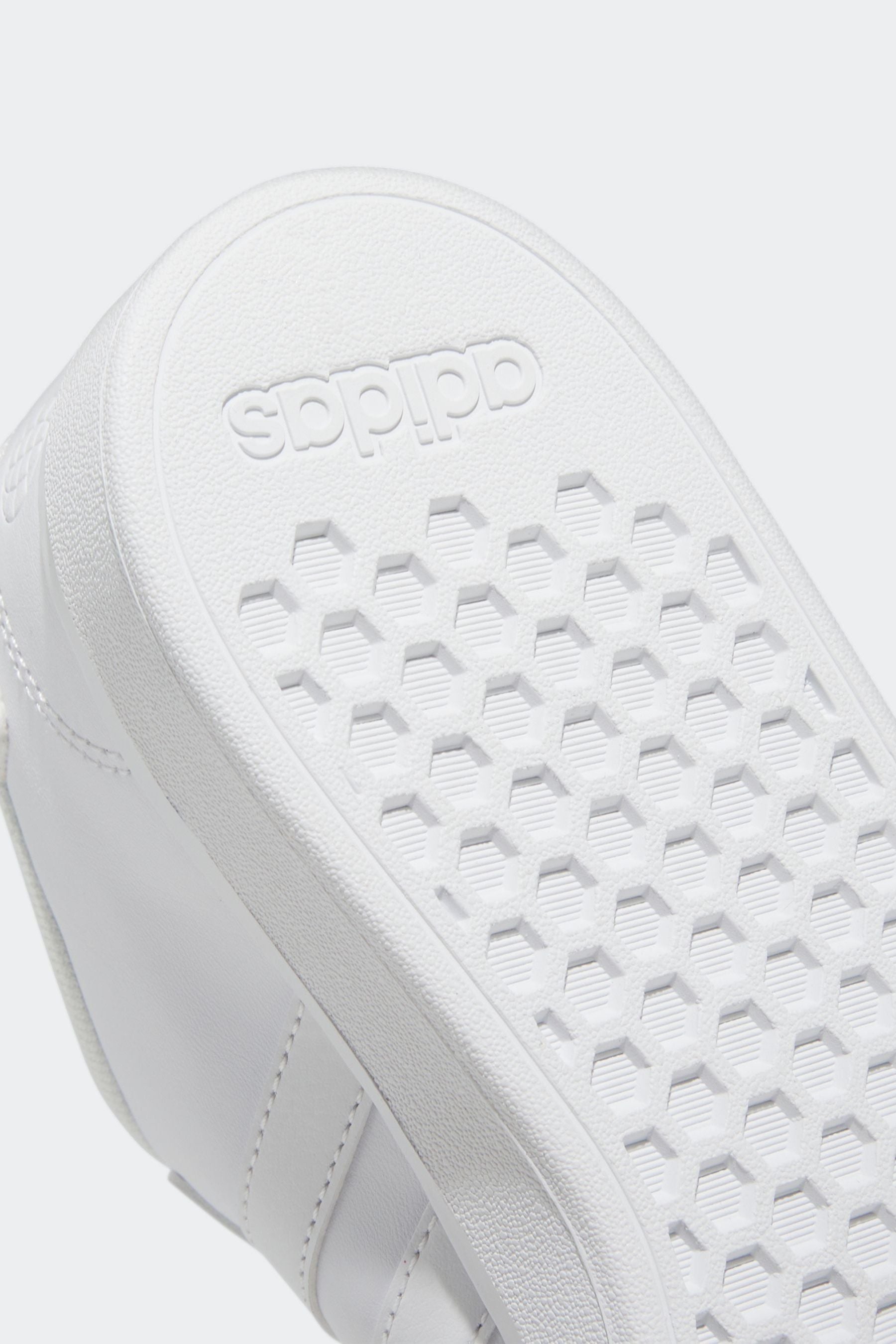 adidas Triple White Sportswear Grand Court Elastic Lace And Top Strap Trainers