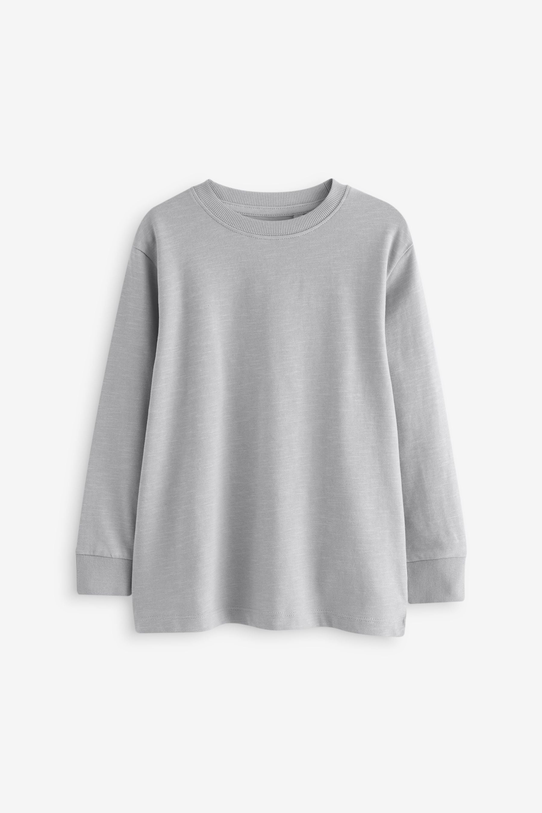 Light Grey 100% Cotton Long Sleeve Cosy T-Shirt (3-16yrs)