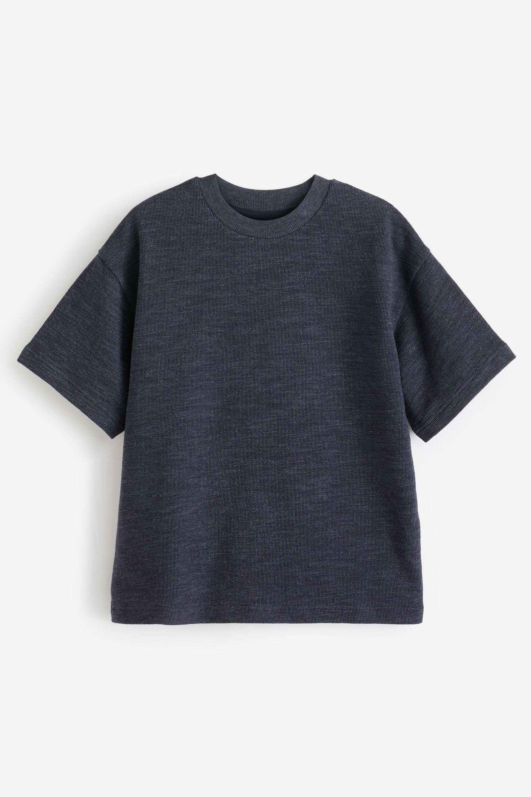 Navy Blue Oversized Fit Short Sleeve Textured T-Shirt (3-16yrs)