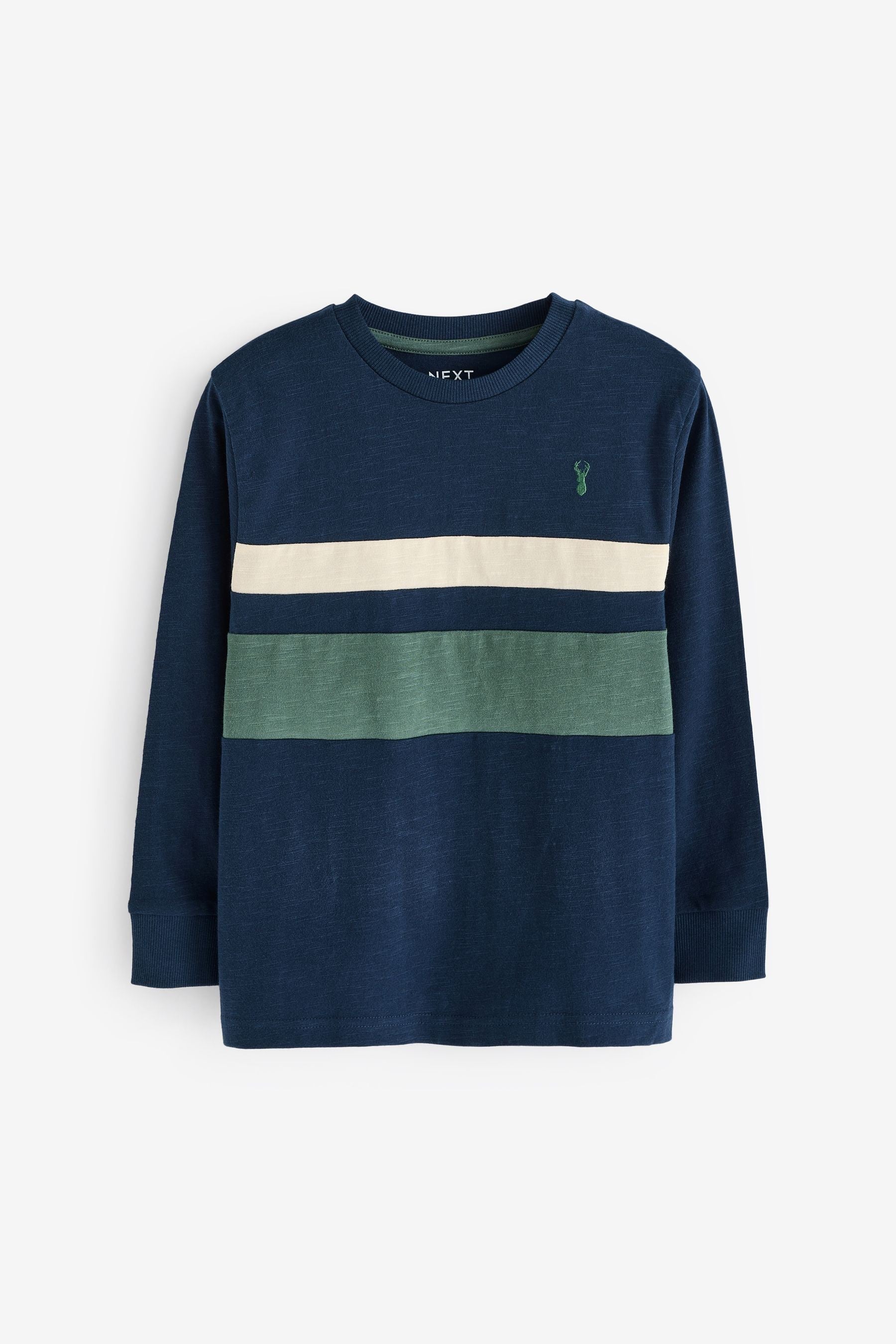 Navy Blue Colourblock Long Sleeve T-Shirt (3-16yrs)