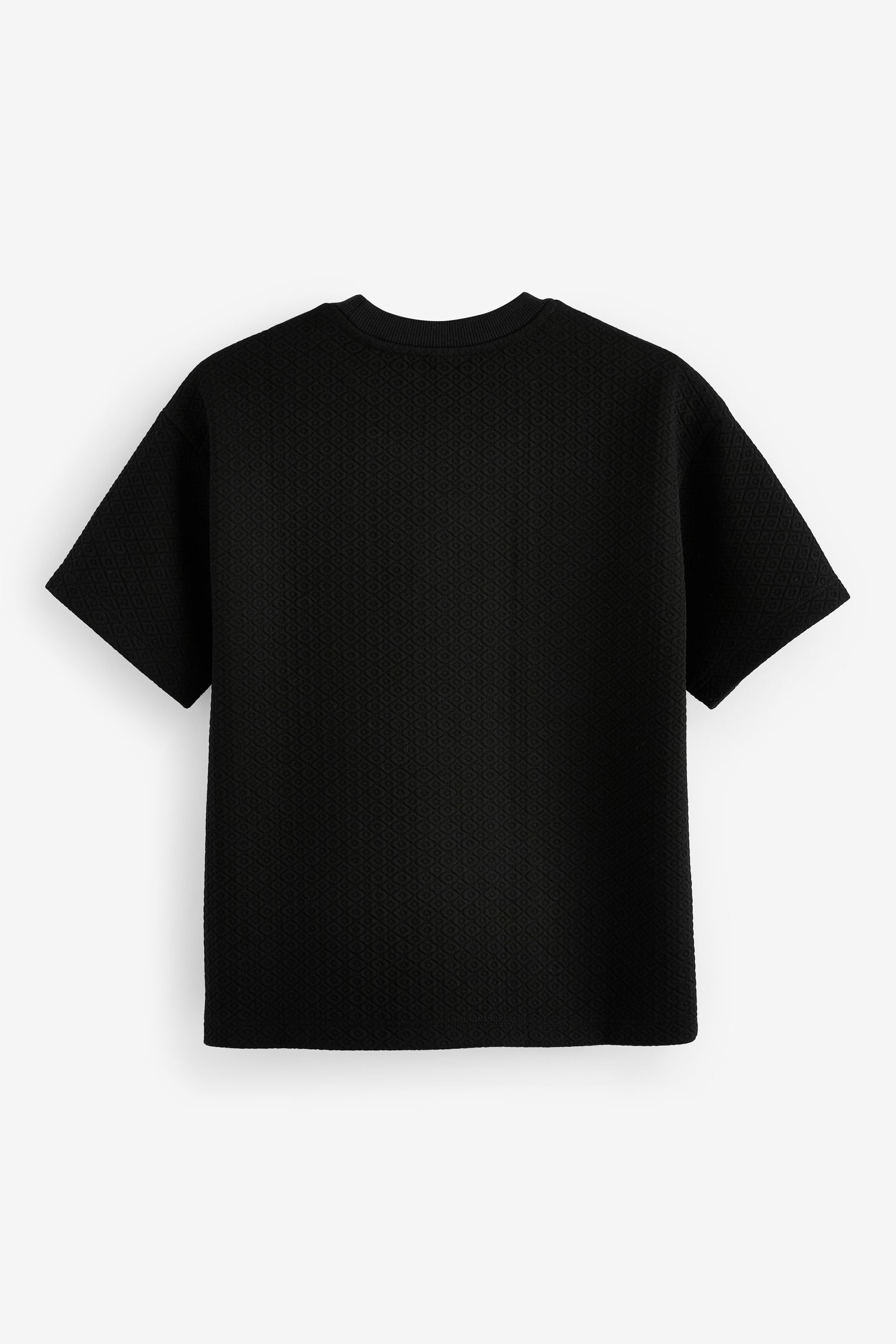 Black Relaxed Fit Short Sleeve Textured T-Shirt (3-16yrs)