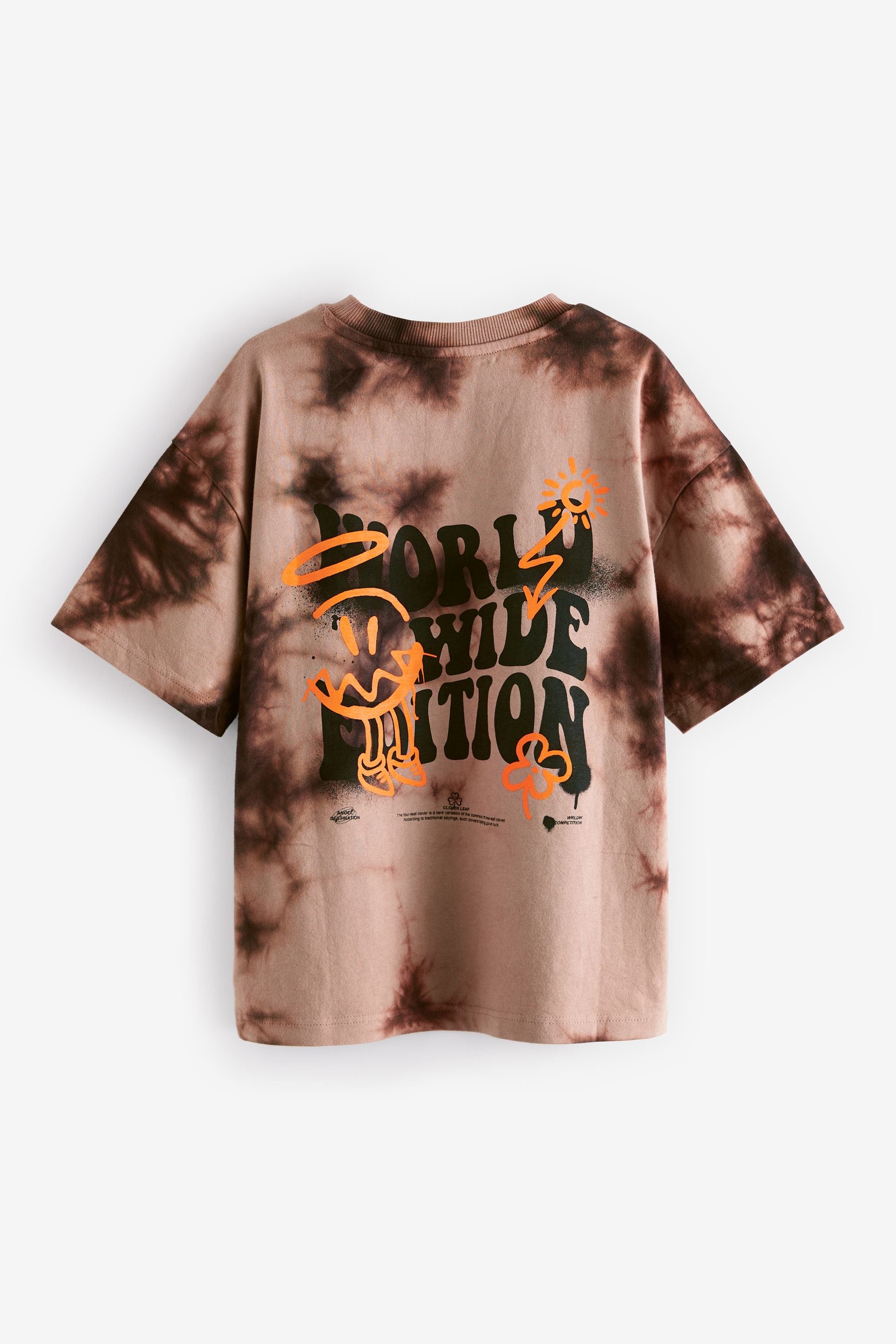 Brown Tie Dye Back Print Relaxed Fit Short Sleeve Graphic T-Shirt (3-16yrs)