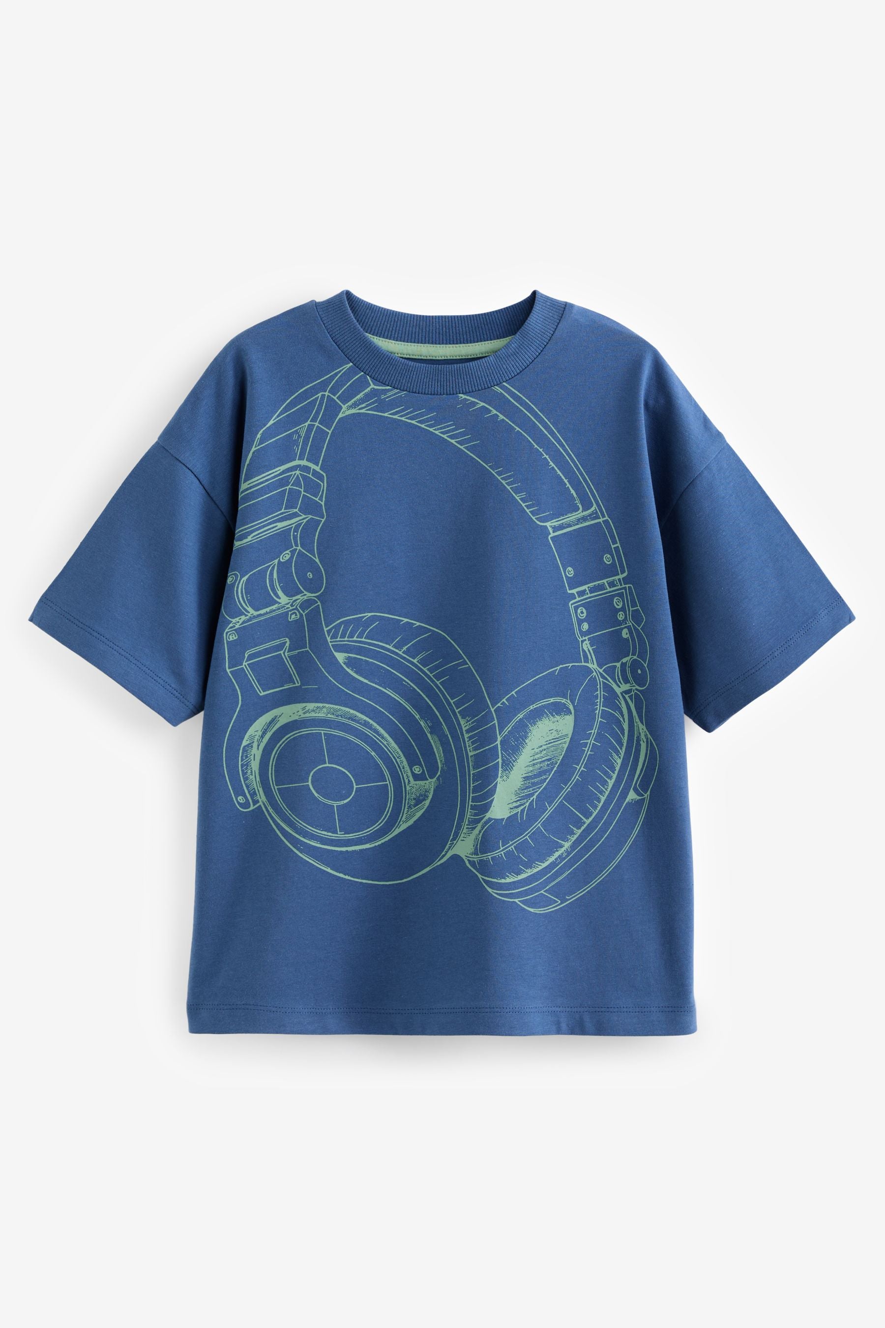 Blue Headphones Relaxed Fit Short Sleeve Graphic T-Shirt (3-16yrs)