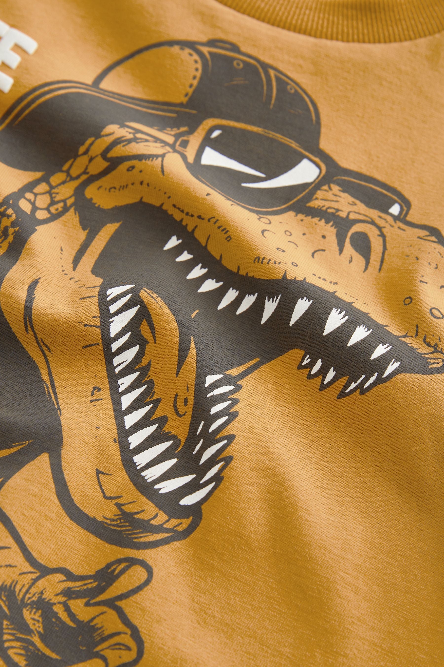 Yellow Dino 100% Cotton Short Sleeve Graphic T-Shirt (3-16yrs)