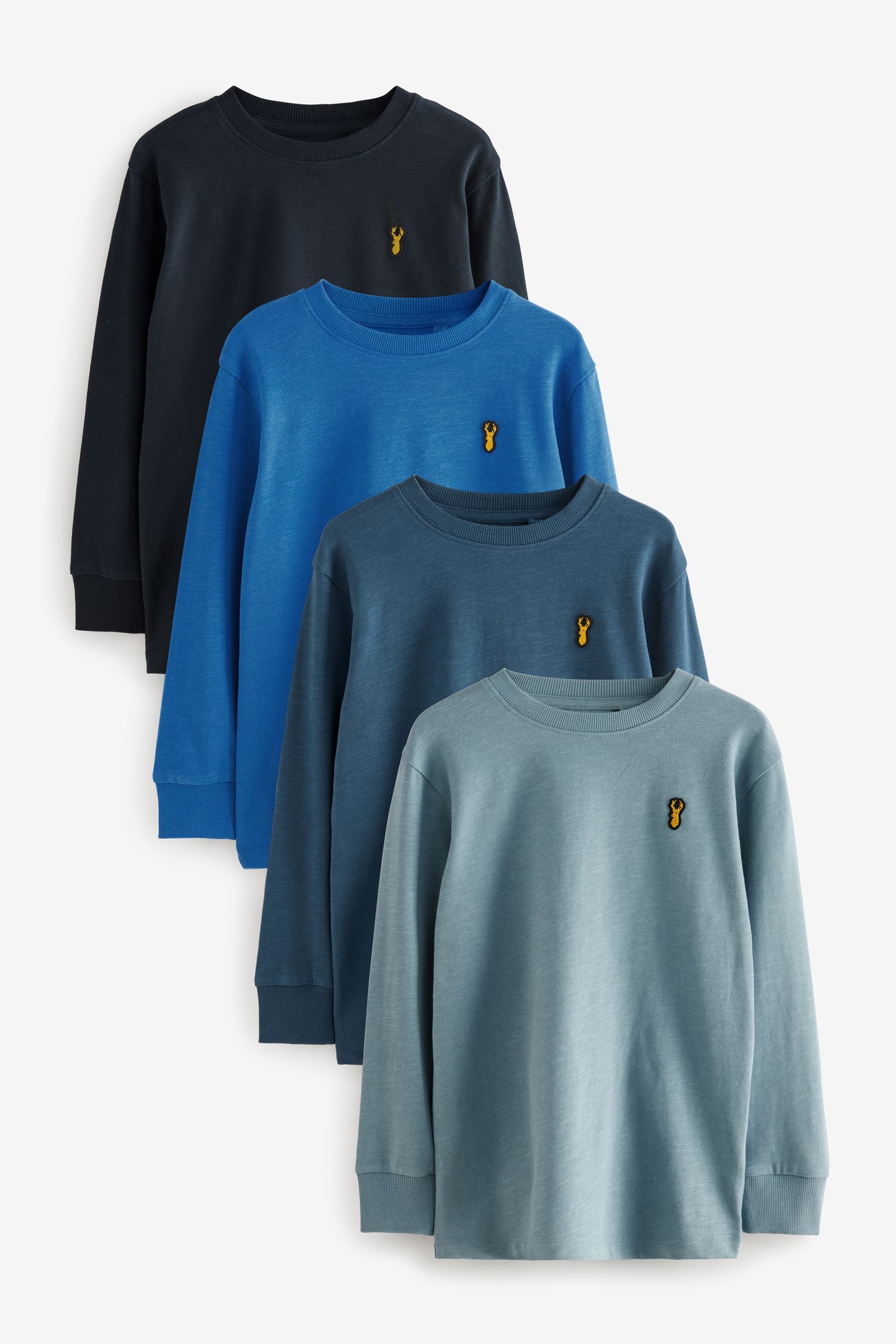 Blue Long Sleeve Cosy T-Shirts 4 Pack (3-16yrs)