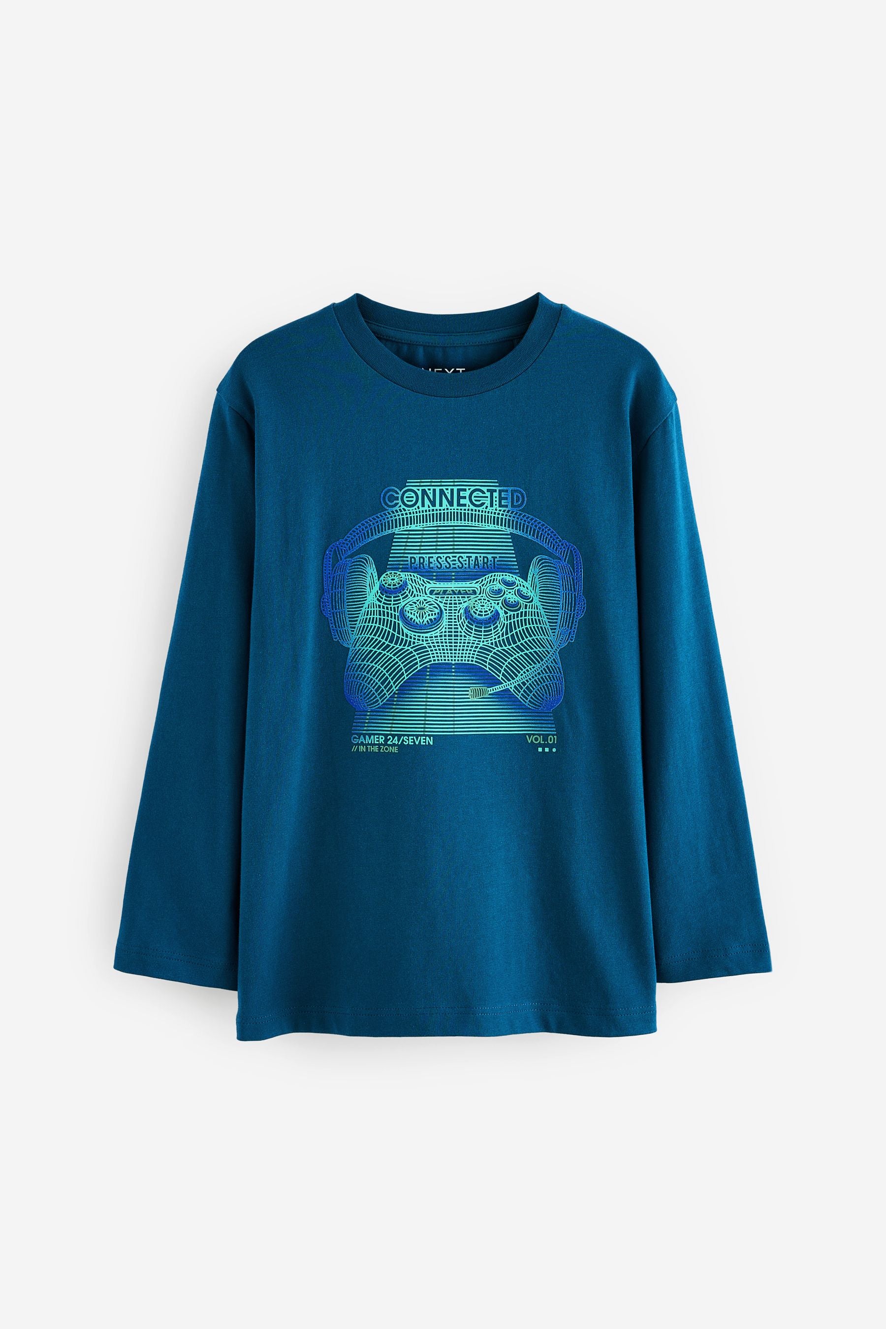 Blue Dino Graphic Long Sleeve T-Shirts 3 Pack (3-16yrs)