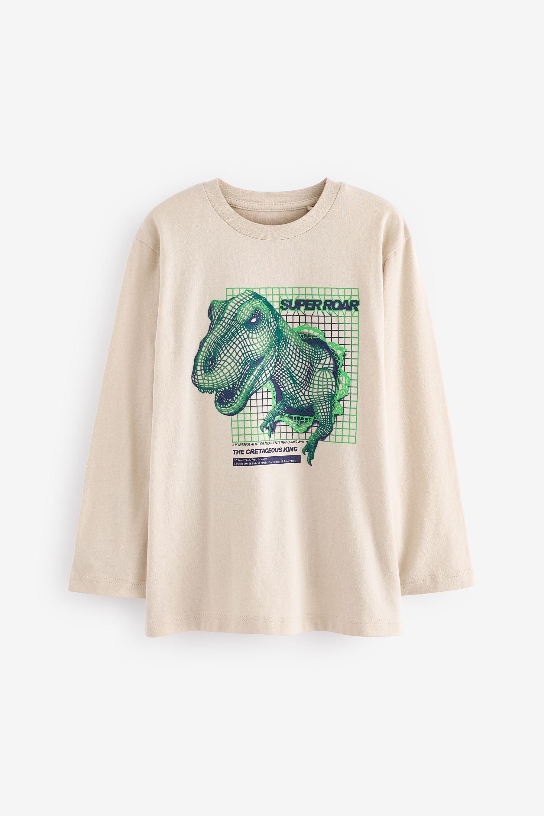 Blue Dino Graphic Long Sleeve T-Shirts 3 Pack (3-16yrs)