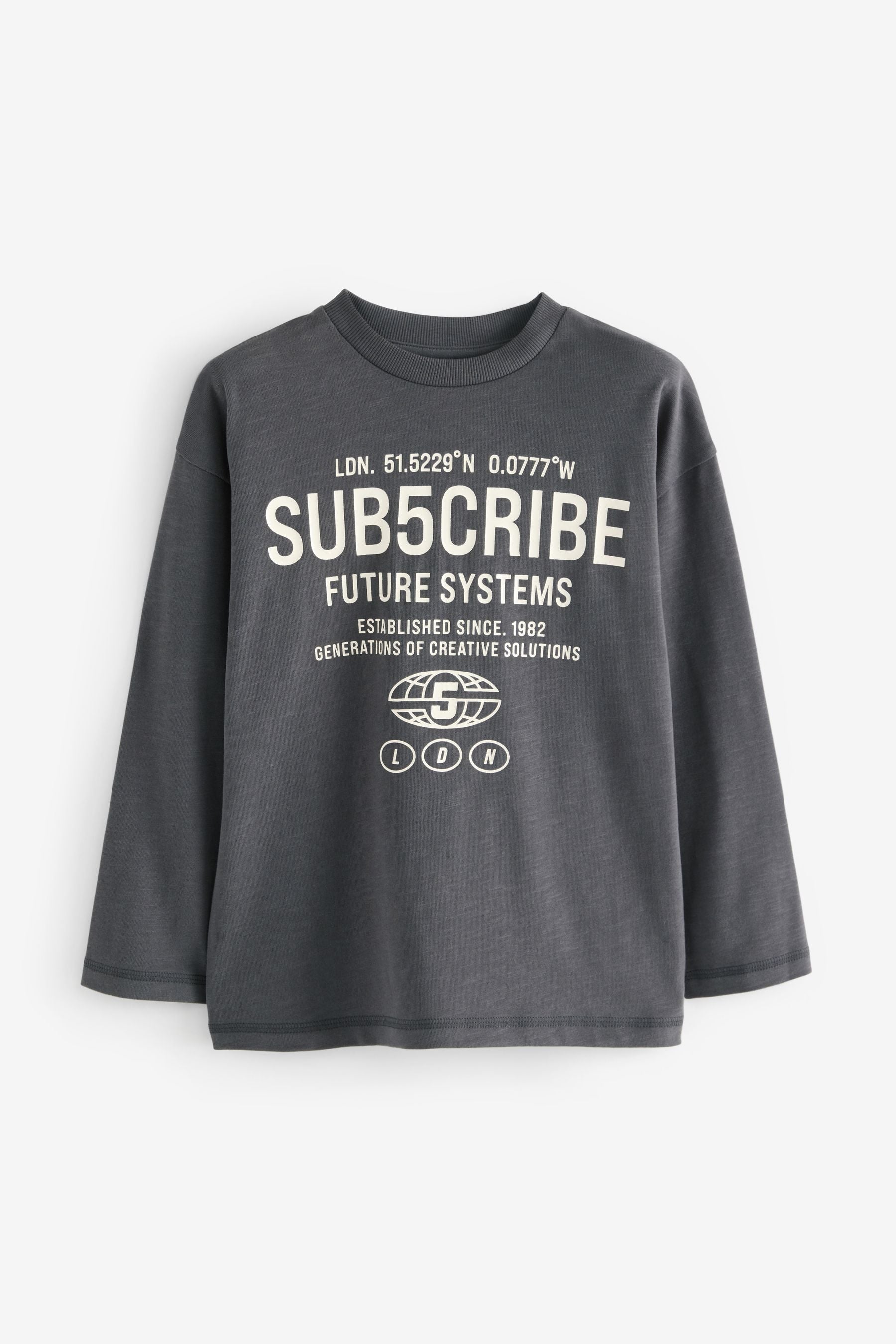 Grey Subscribe Long Sleeve T-Shirts 2 Pack (3-16yrs)