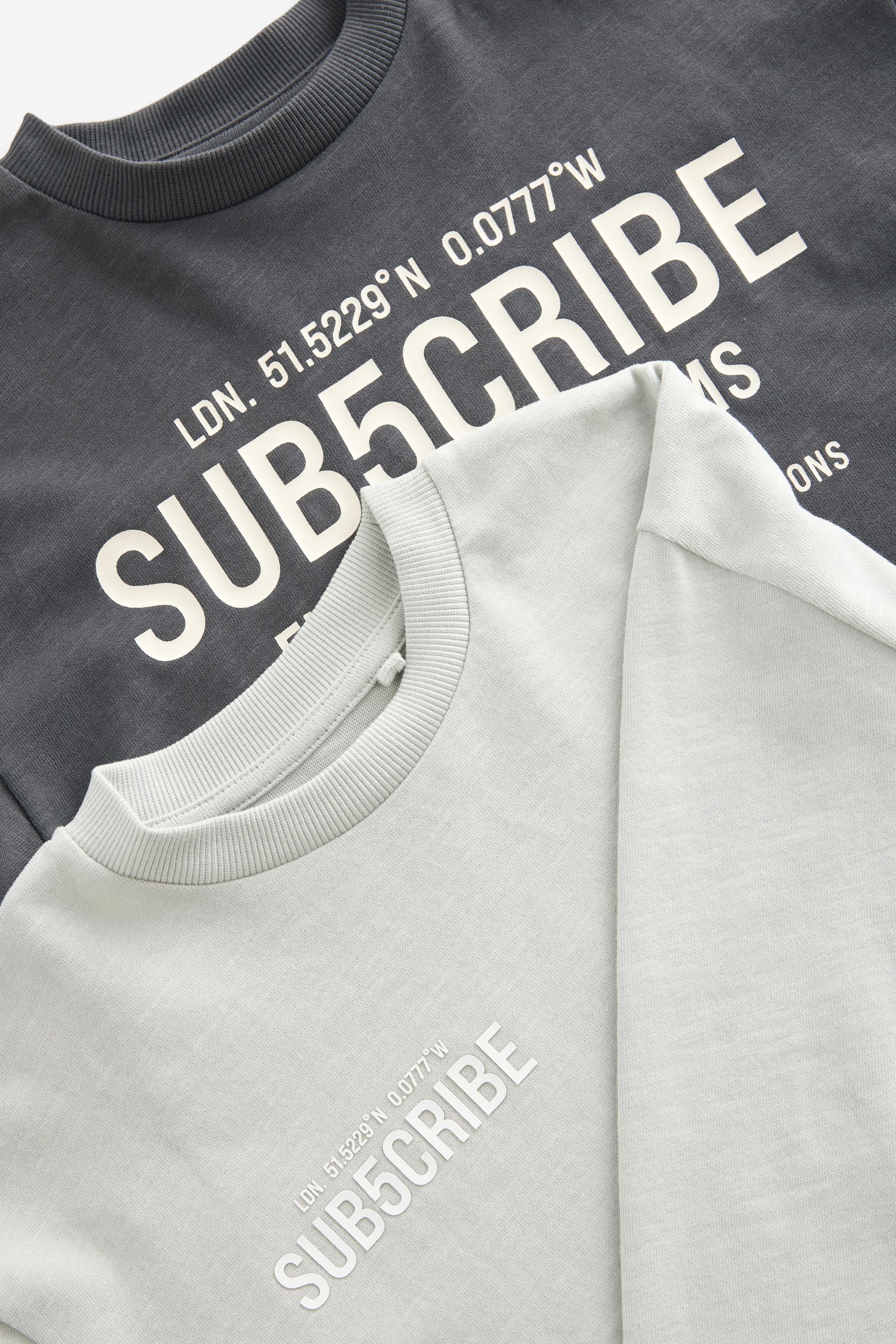 Grey Subscribe Long Sleeve T-Shirts 2 Pack (3-16yrs)