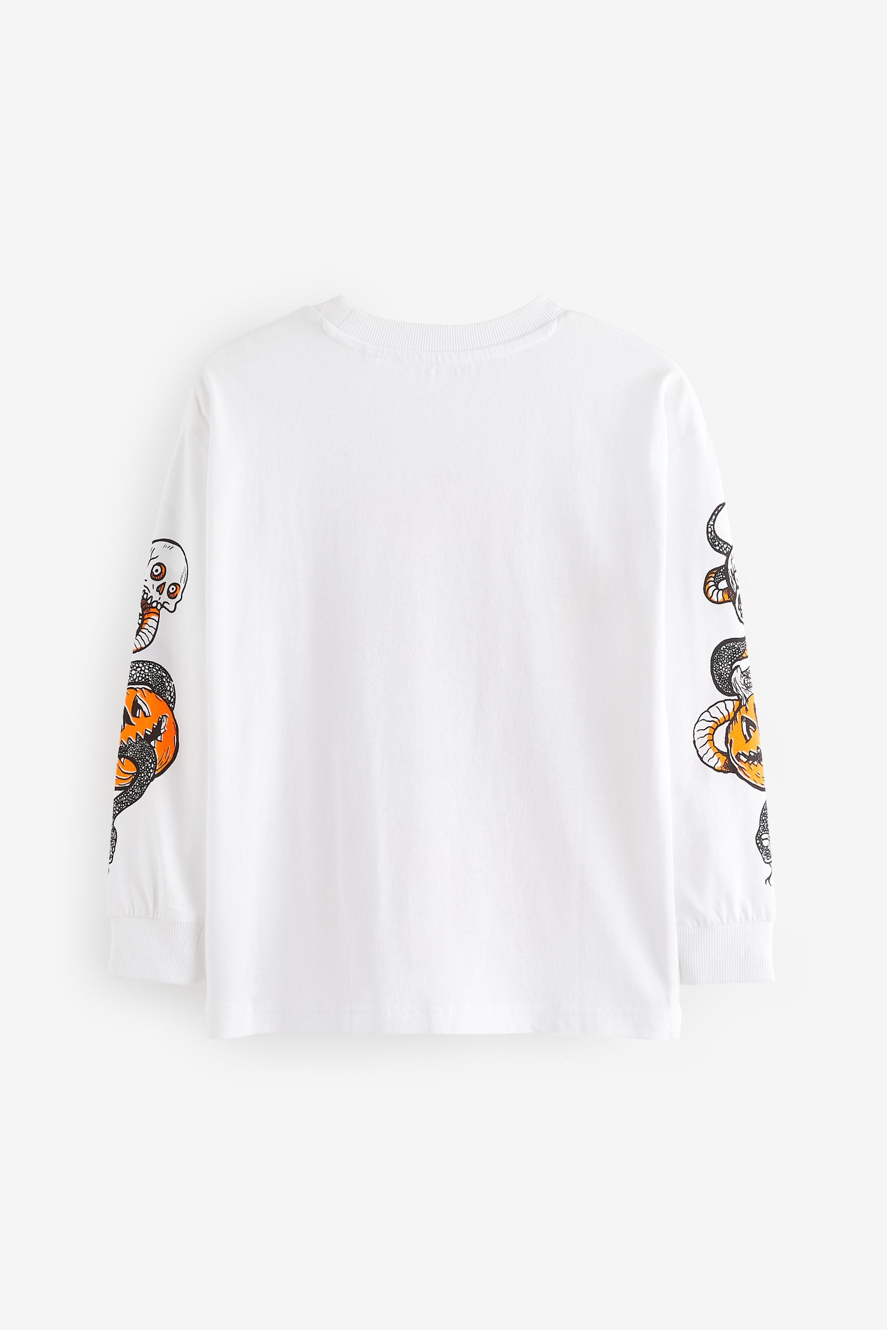 White Halloween Pumpkin Graphic Long Sleeve T-Shirt (3-16yrs)