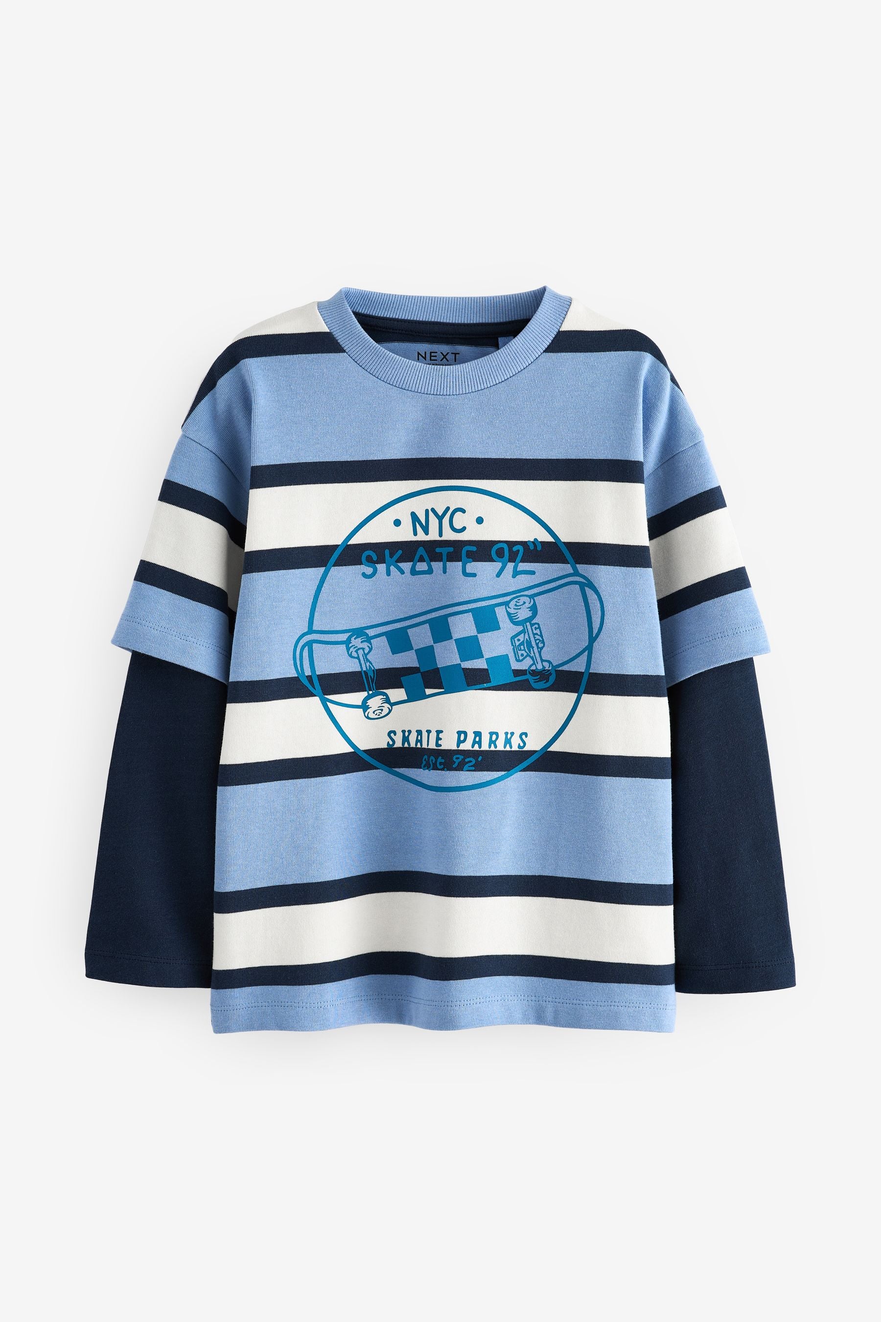 Blue Stripe Skate 100% Cotton Long Sleeve T-Shirt (3-16yrs)