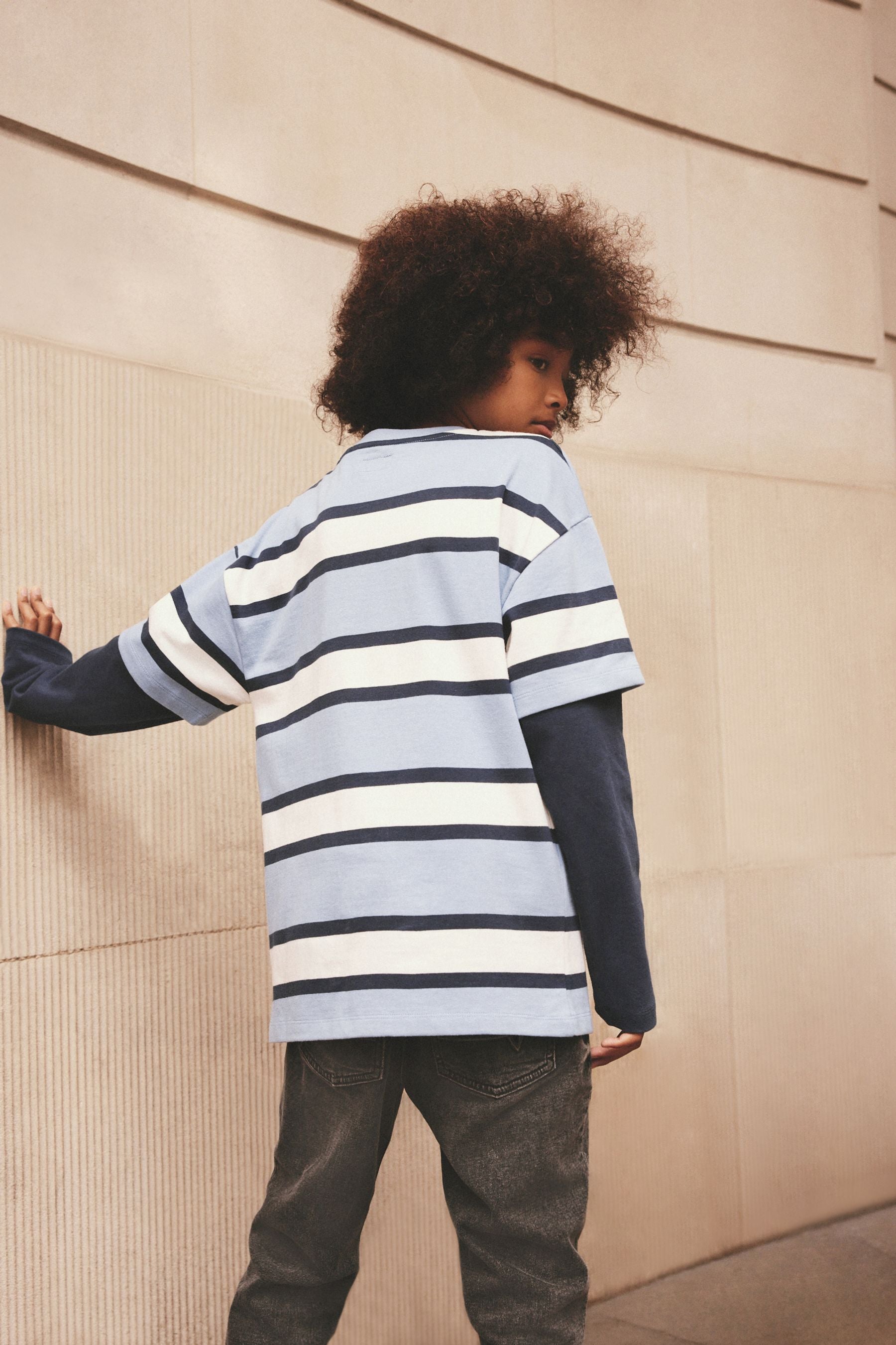 Blue Stripe Skate 100% Cotton Long Sleeve T-Shirt (3-16yrs)