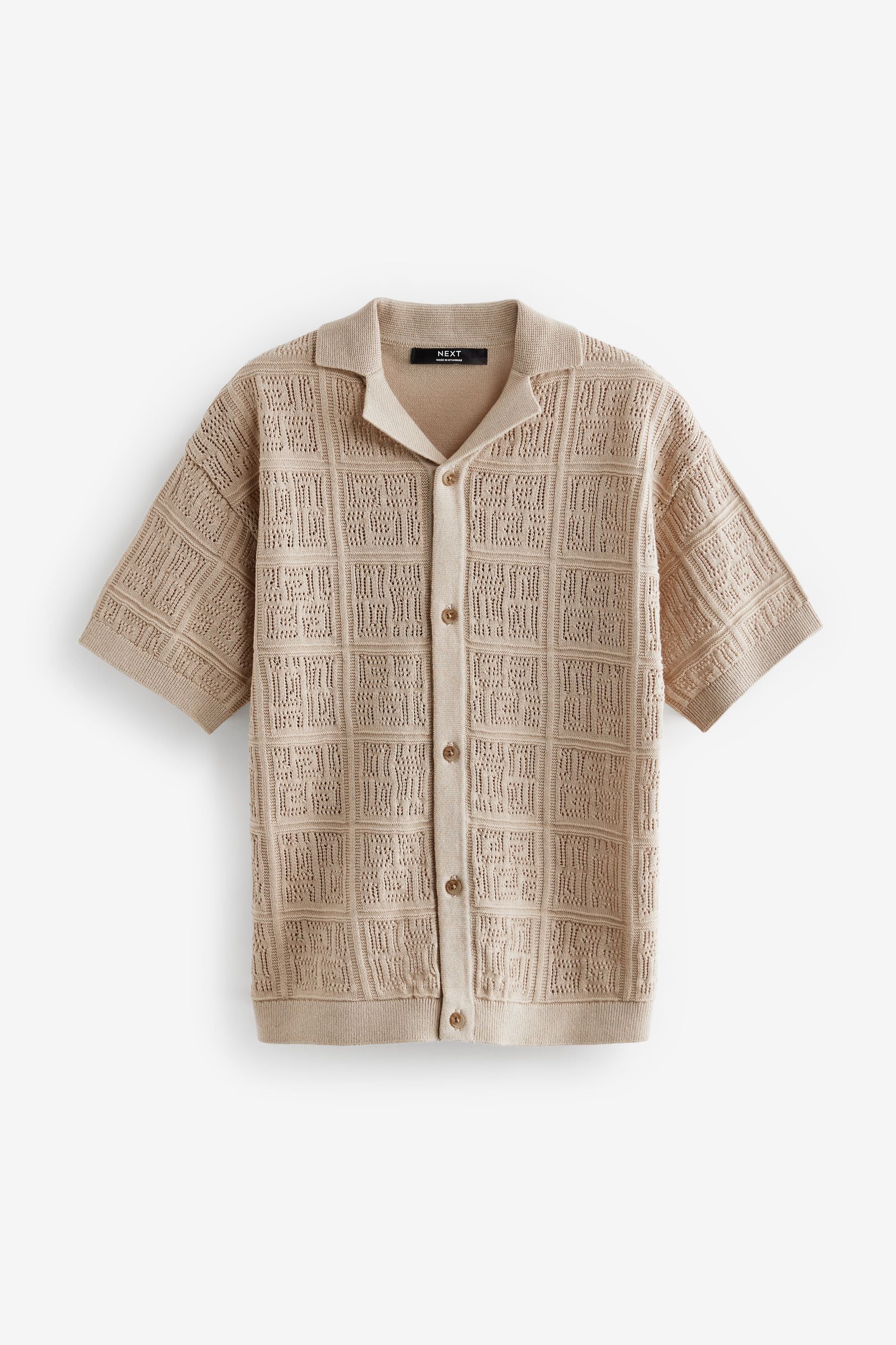 Neutral Short Sleeve Textured Knit Shirt (3-16yrs)