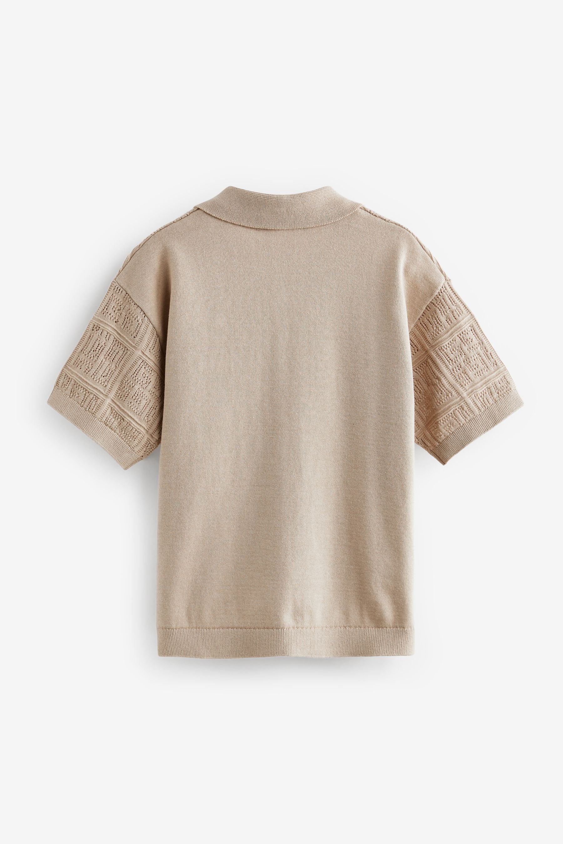 Neutral Short Sleeve Textured Knit Shirt (3-16yrs)