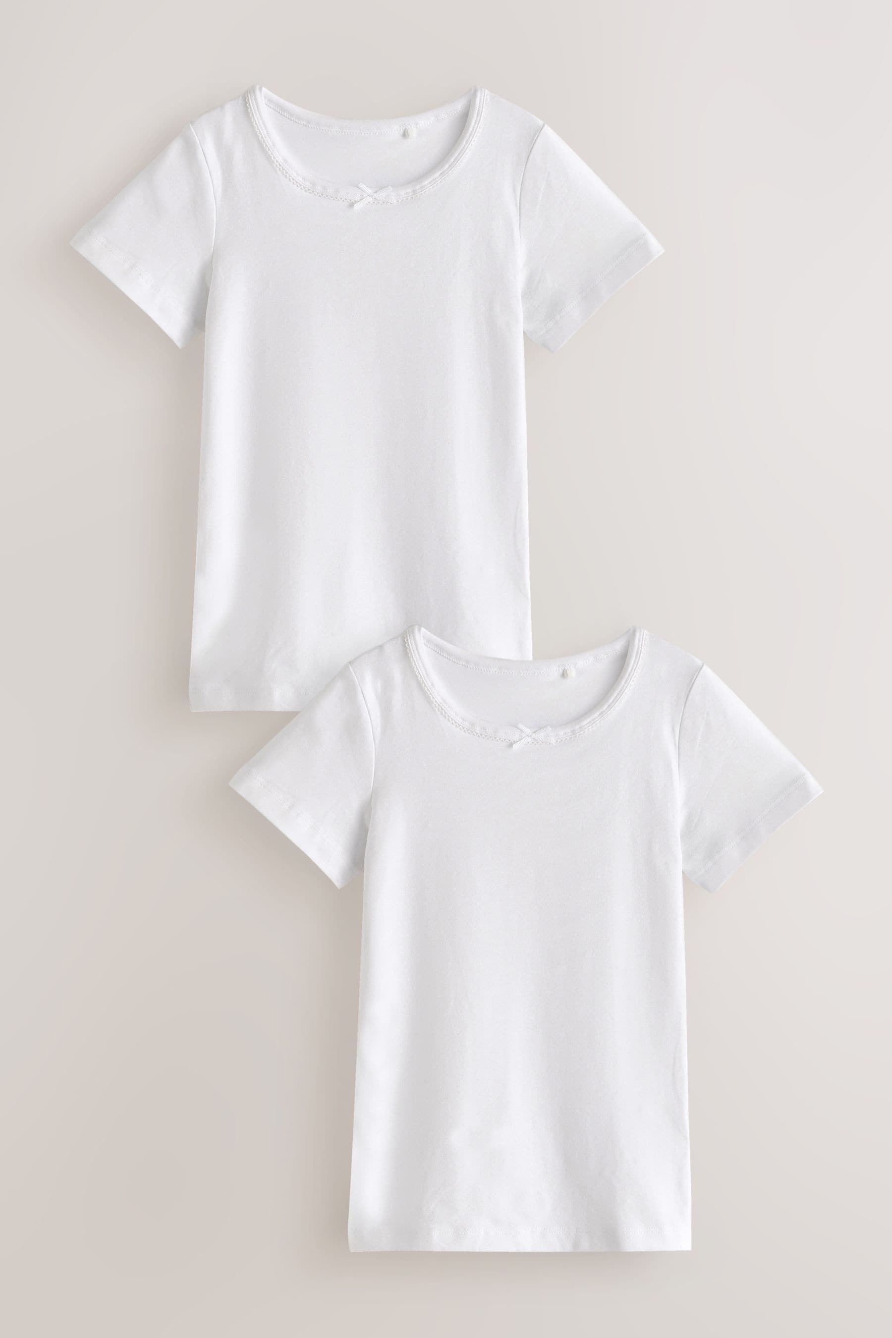 White Short Sleeve Vest Tops 2 Pack (1.5-12yrs)