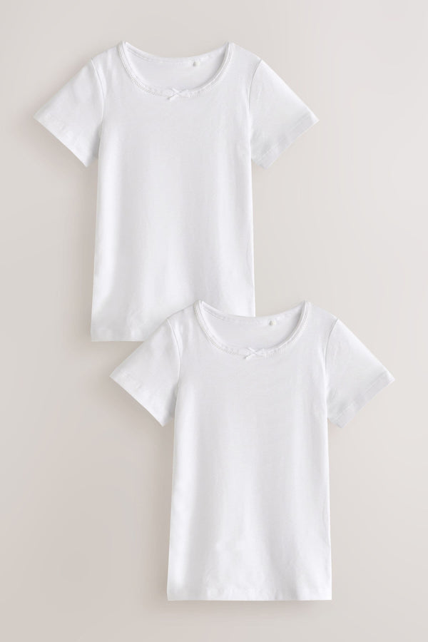 White Short Sleeve Vest Tops 2 Pack (1.5-12yrs)