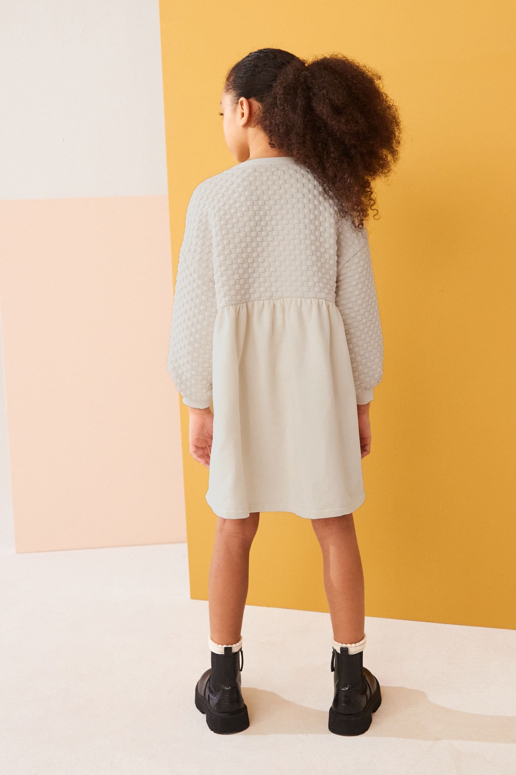 Cream Textured Jumper Dress (3-16yrs)