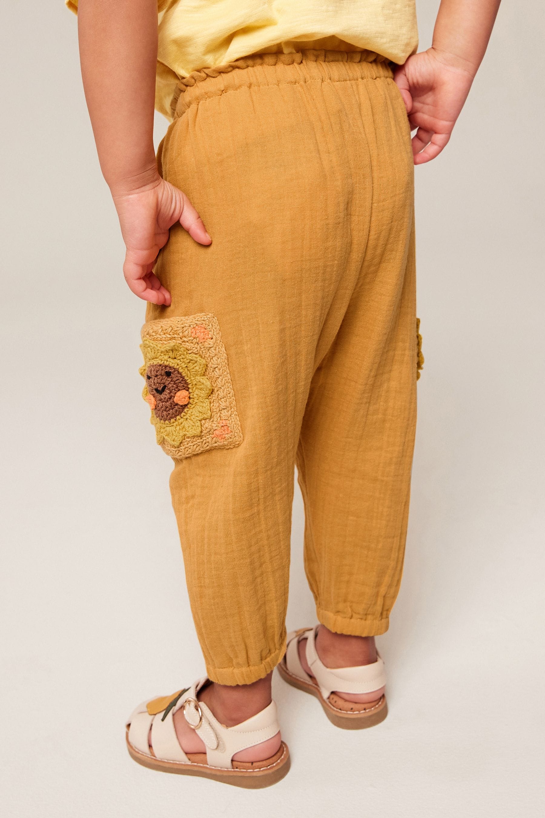 Ochre Yellow Crochet Pocket Trousers (3mths-7yrs)